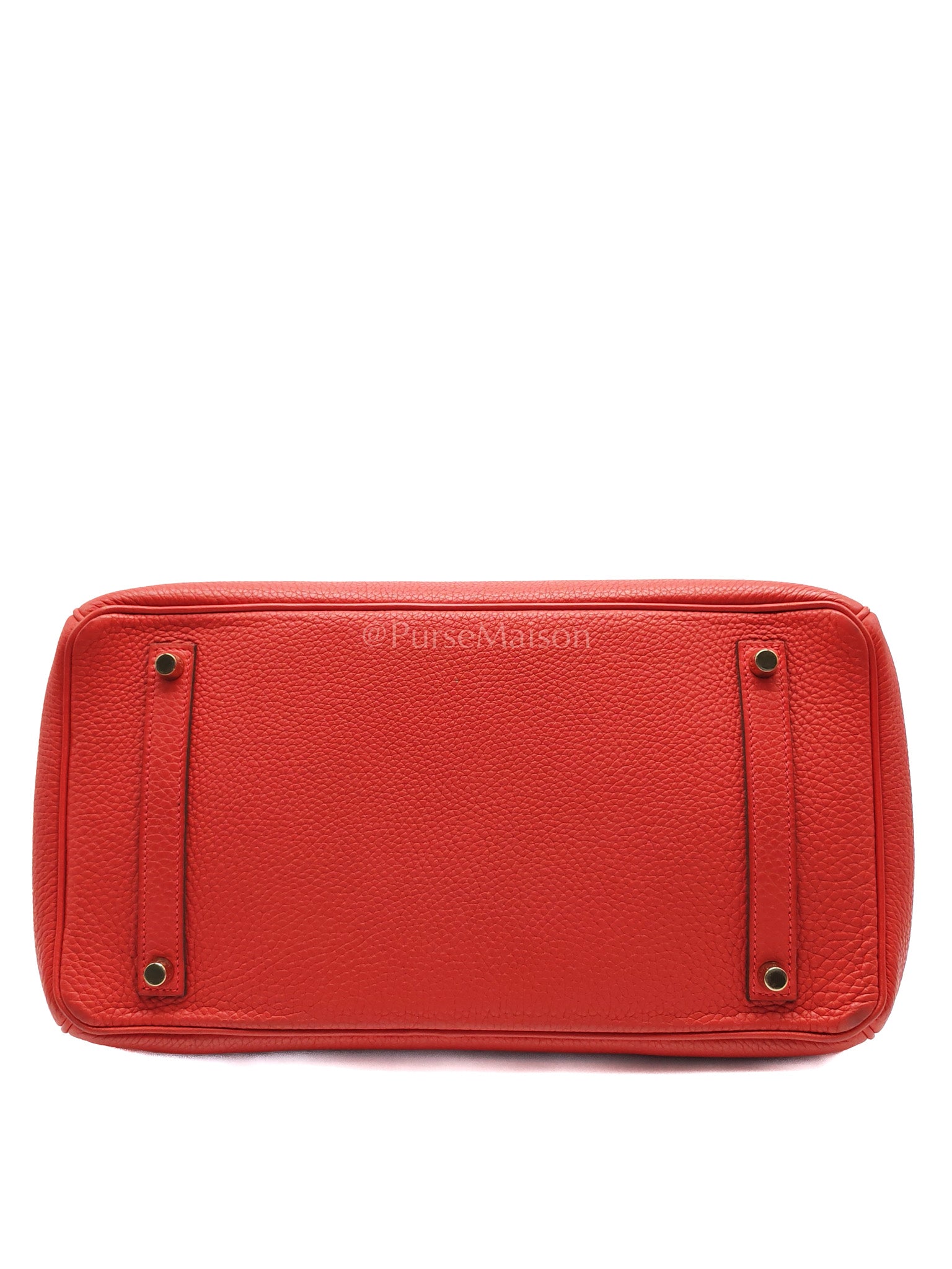 Birkin 35 Retourne Red in Togo Leather Dark Red Chevre interior and Gold Hardware Stamp P Square (2012) | Purse Maison Luxury Bags Shop