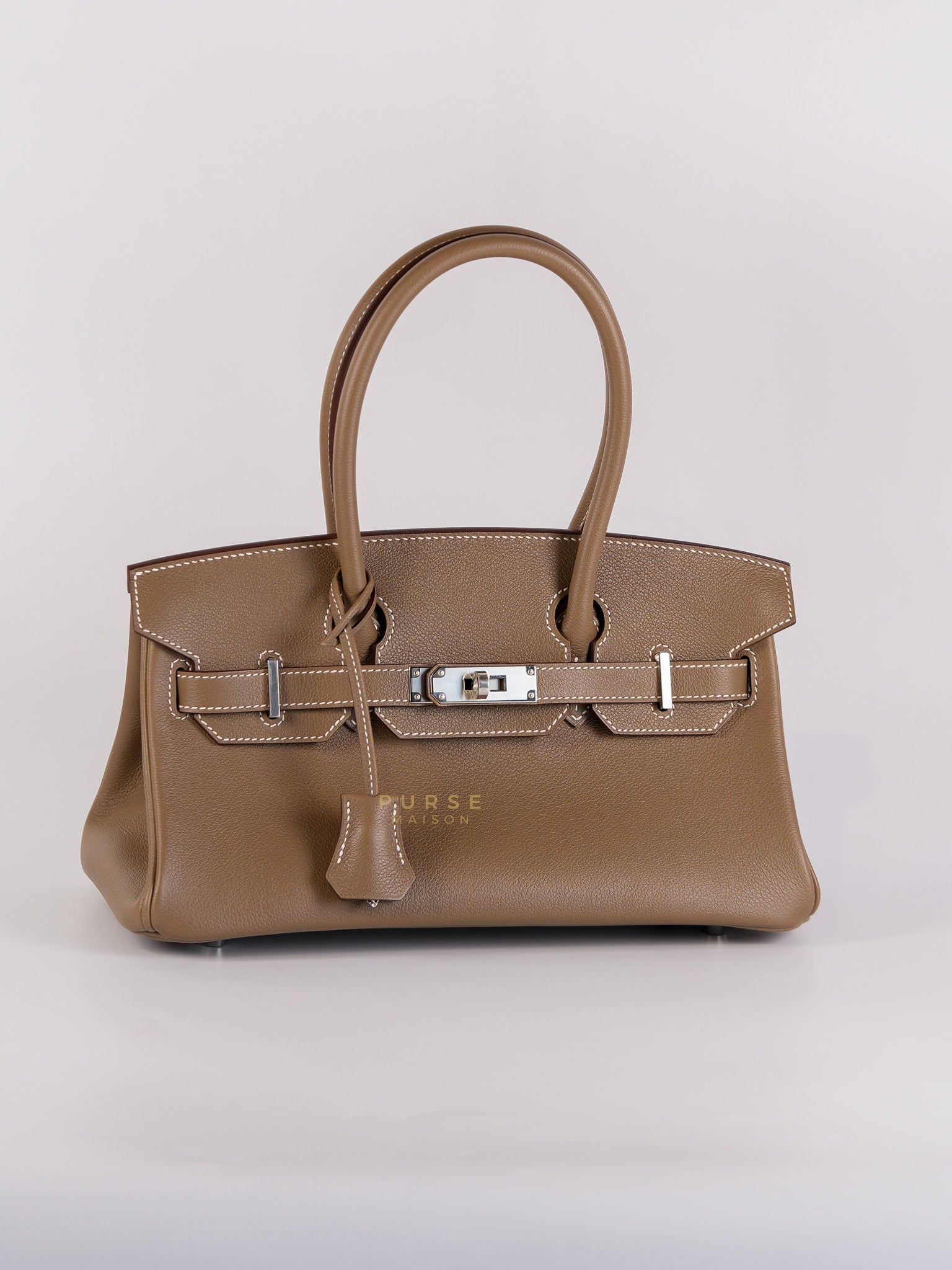 Birkin The Shoulder Retourne in Etoupe Evercolor Leather With Palladium Hardware Stamp W (2024) | Purse Maison Luxury Bags Shop