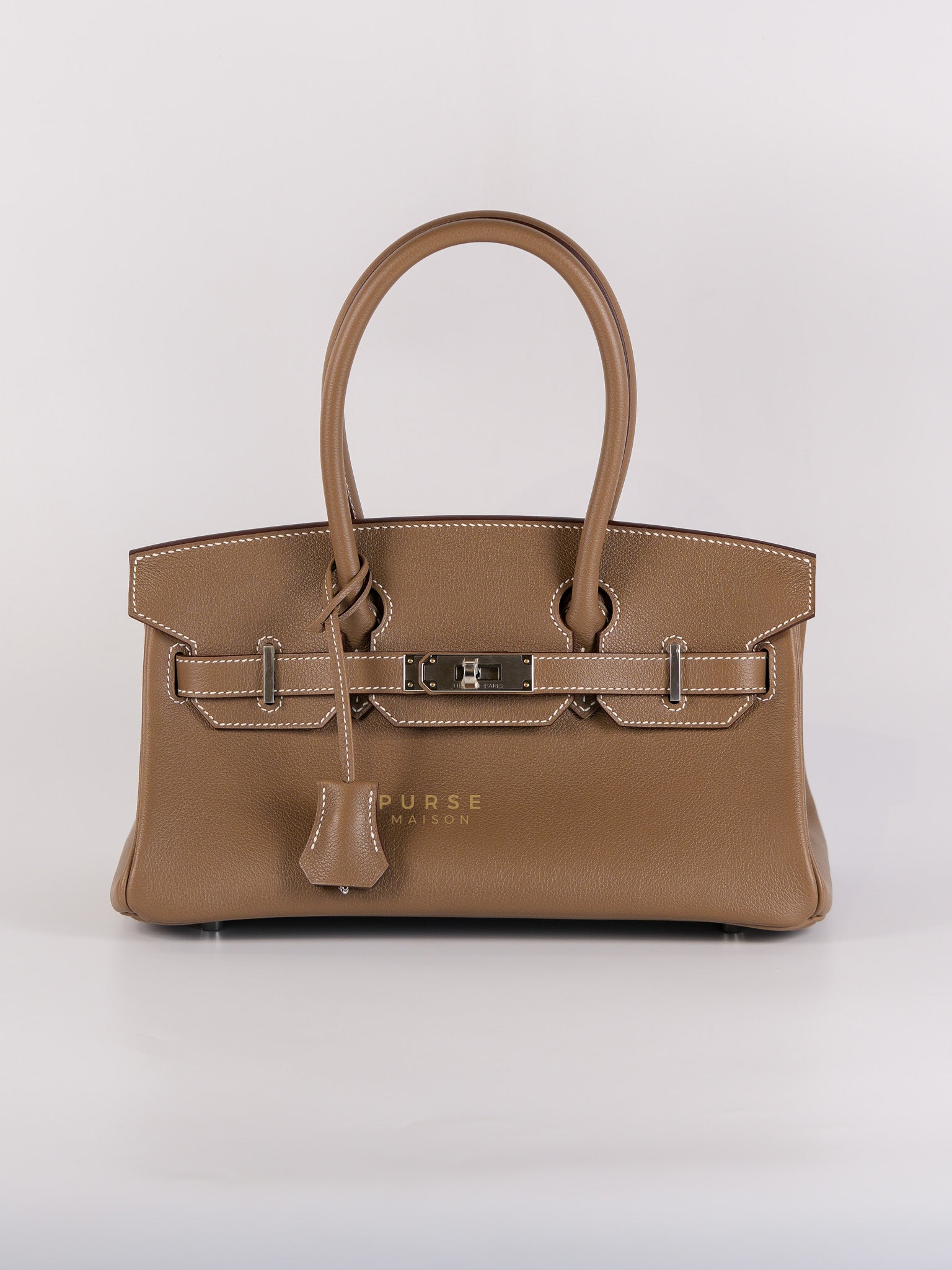 Birkin The Shoulder Retourne in Etoupe Evercolor Leather With Palladium Hardware Stamp W (2024) | Purse Maison Luxury Bags Shop