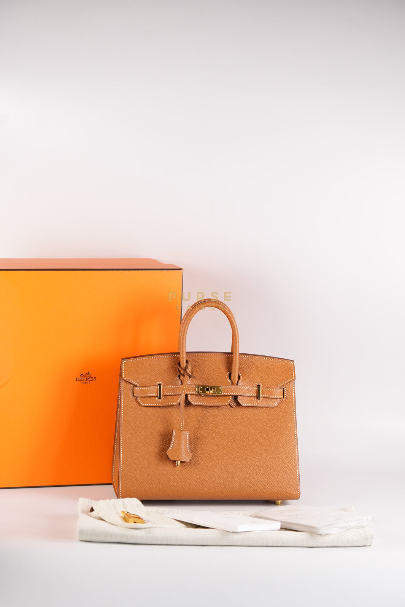 Birkin 25 Sellier in Gold Epsom Leather & Gold Hardware Stamp U(2022)