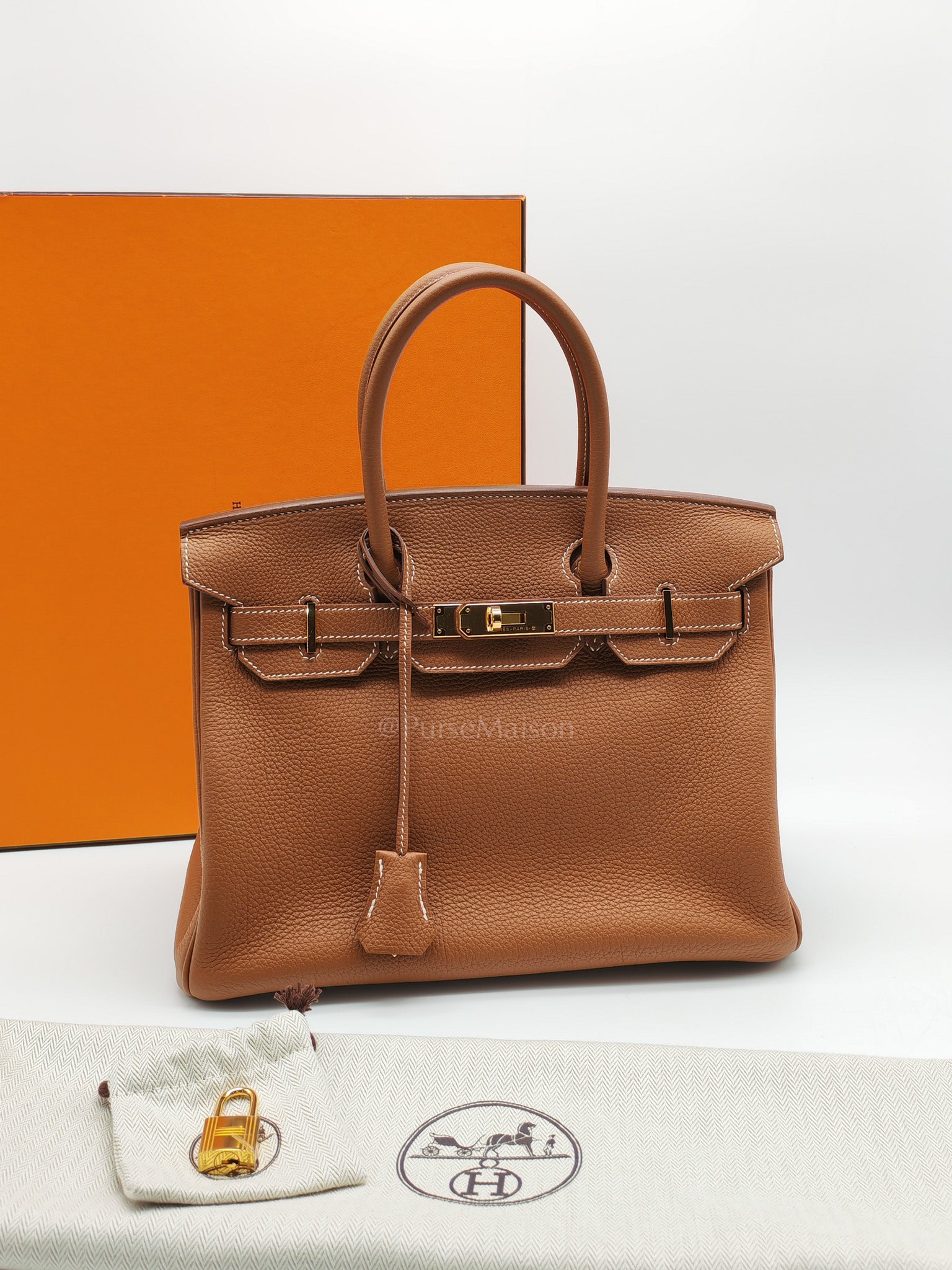 Birkin 30 Retourne in Gold Togo Leather & Gold Hardware Stamp A