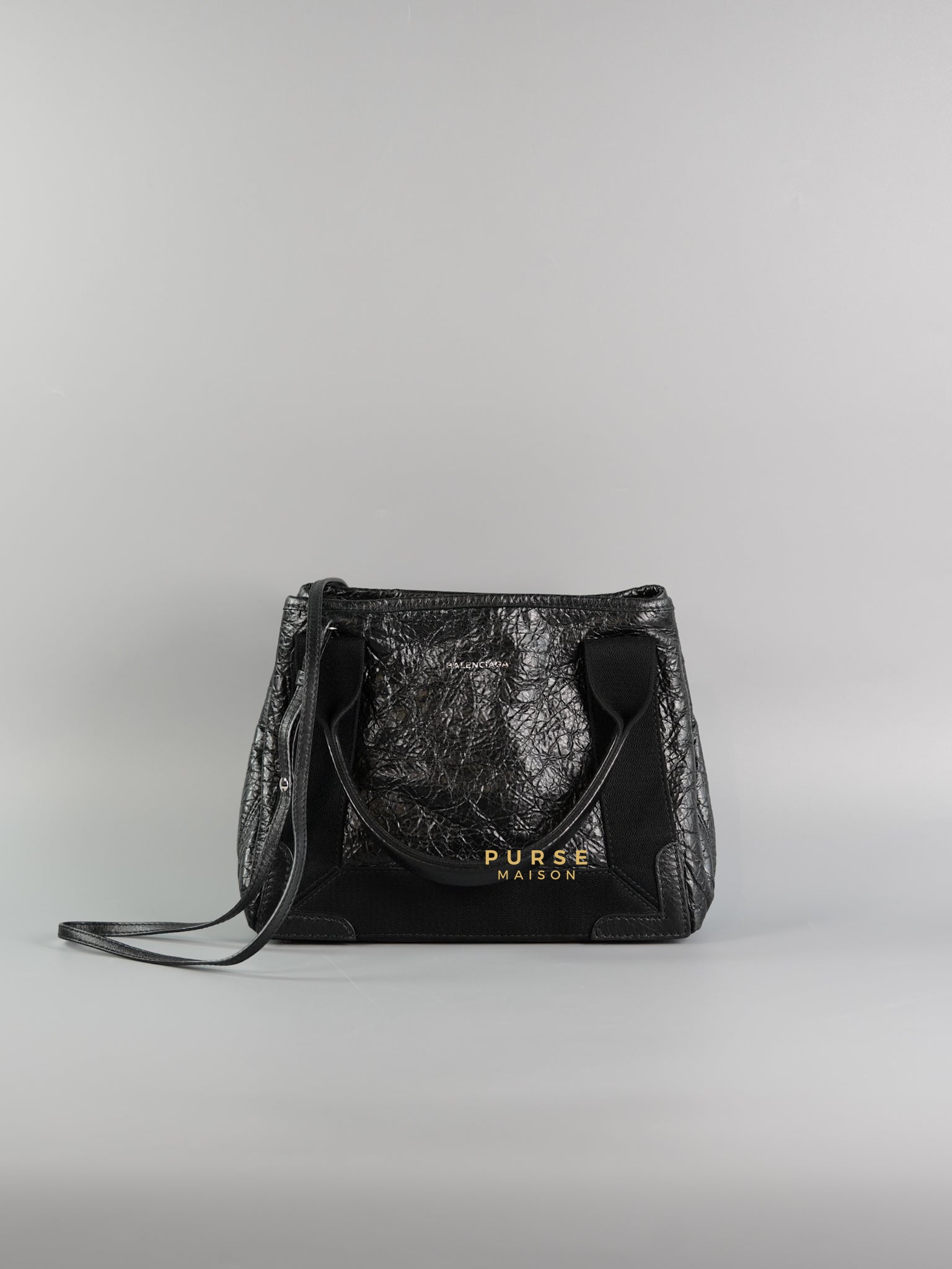 Black Agneau Stadio Ruban Viscose Navy Cabas XS Sling Bag | Purse Maison Luxury Bags Shop