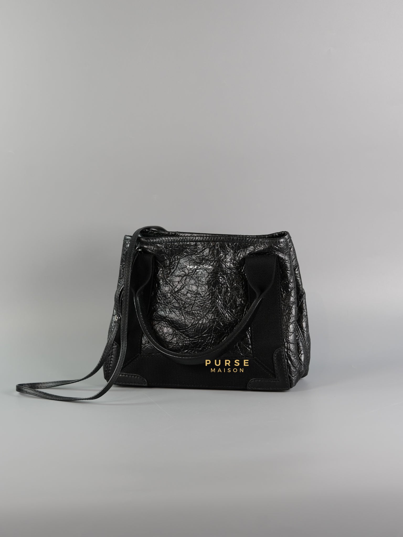 Black Agneau Stadio Ruban Viscose Navy Cabas XS Sling Bag | Purse Maison Luxury Bags Shop