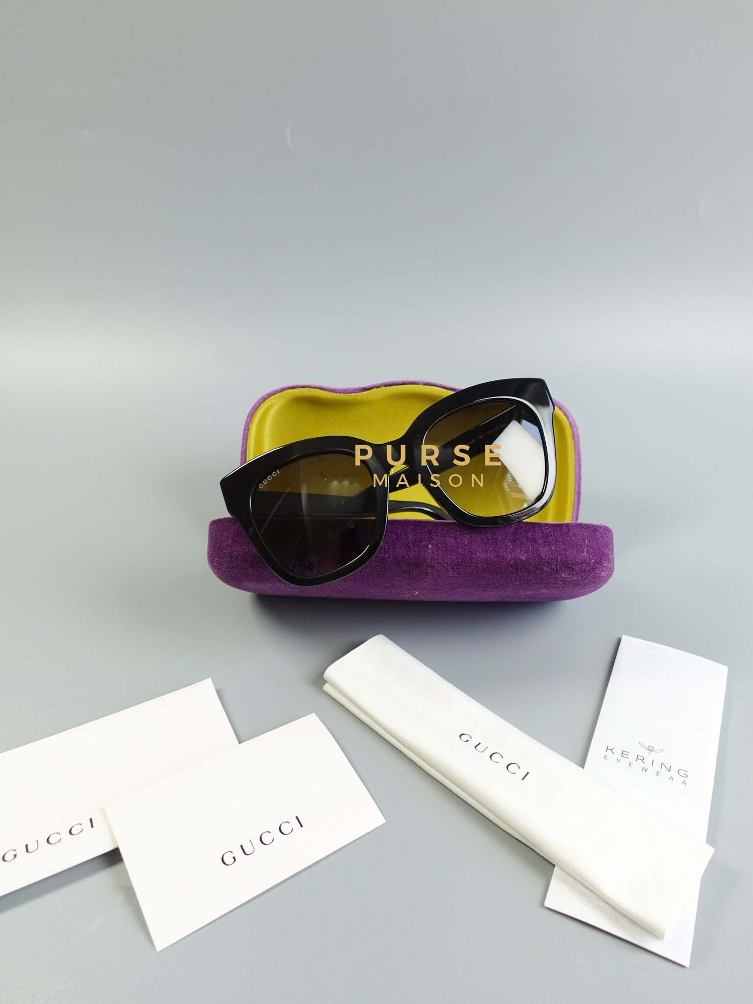 Black Cat Eye Monochromatic Square Sunglasses | Purse Maison Luxury Bags Shop