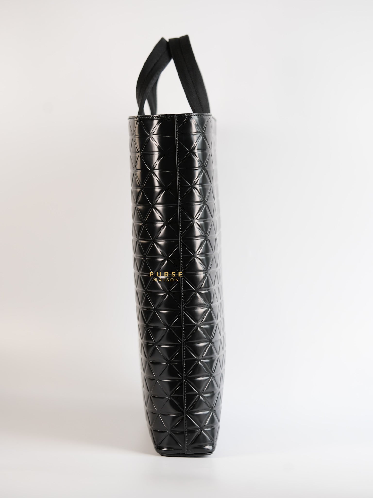 Black Embossed-Printed Shopping Bag with Detachable Water Bottle | Purse Maison Luxury Bags Shop