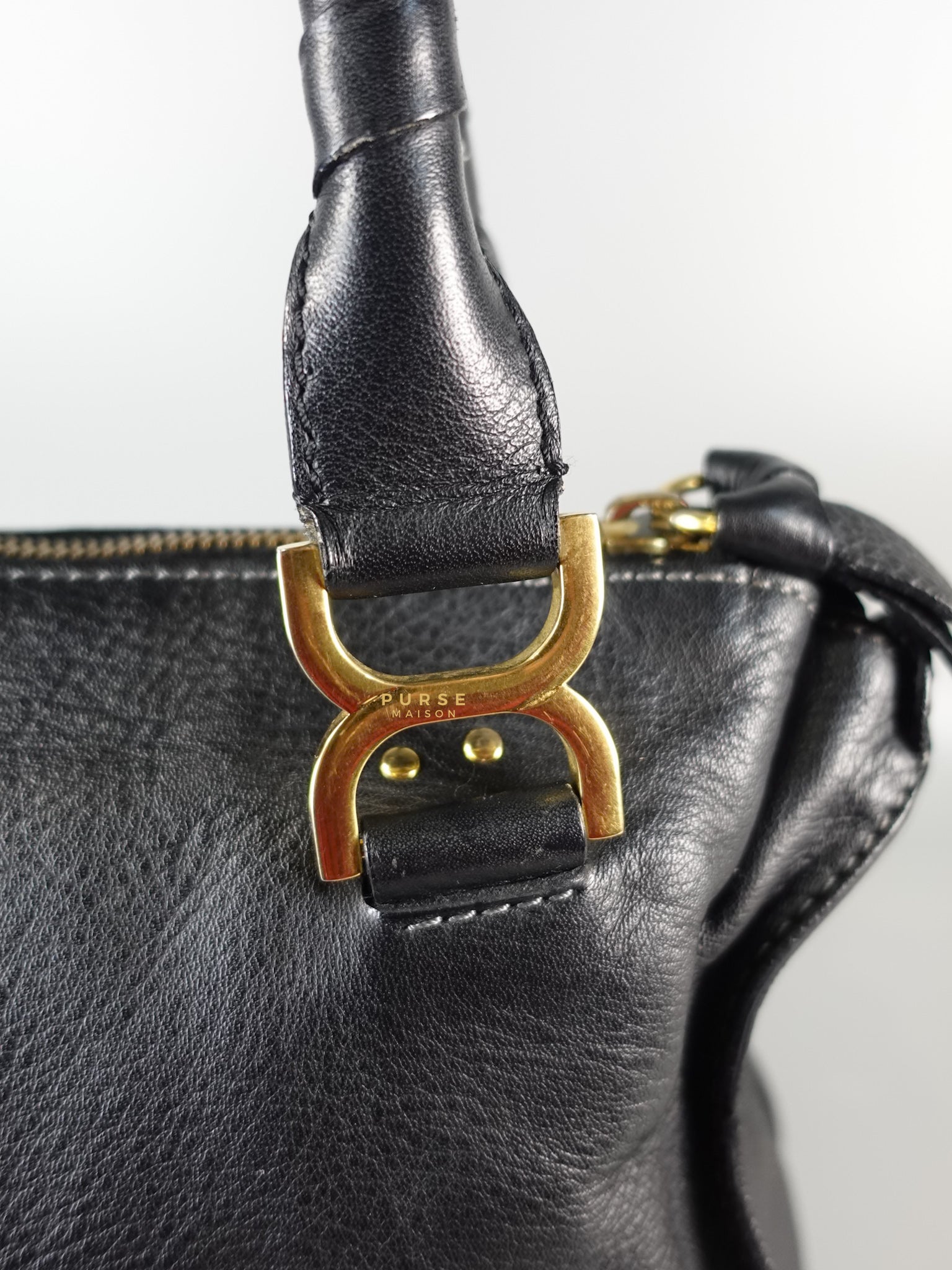 Black Leather Medium Marcie Satchel Bag | Purse Maison Luxury Bags Shop