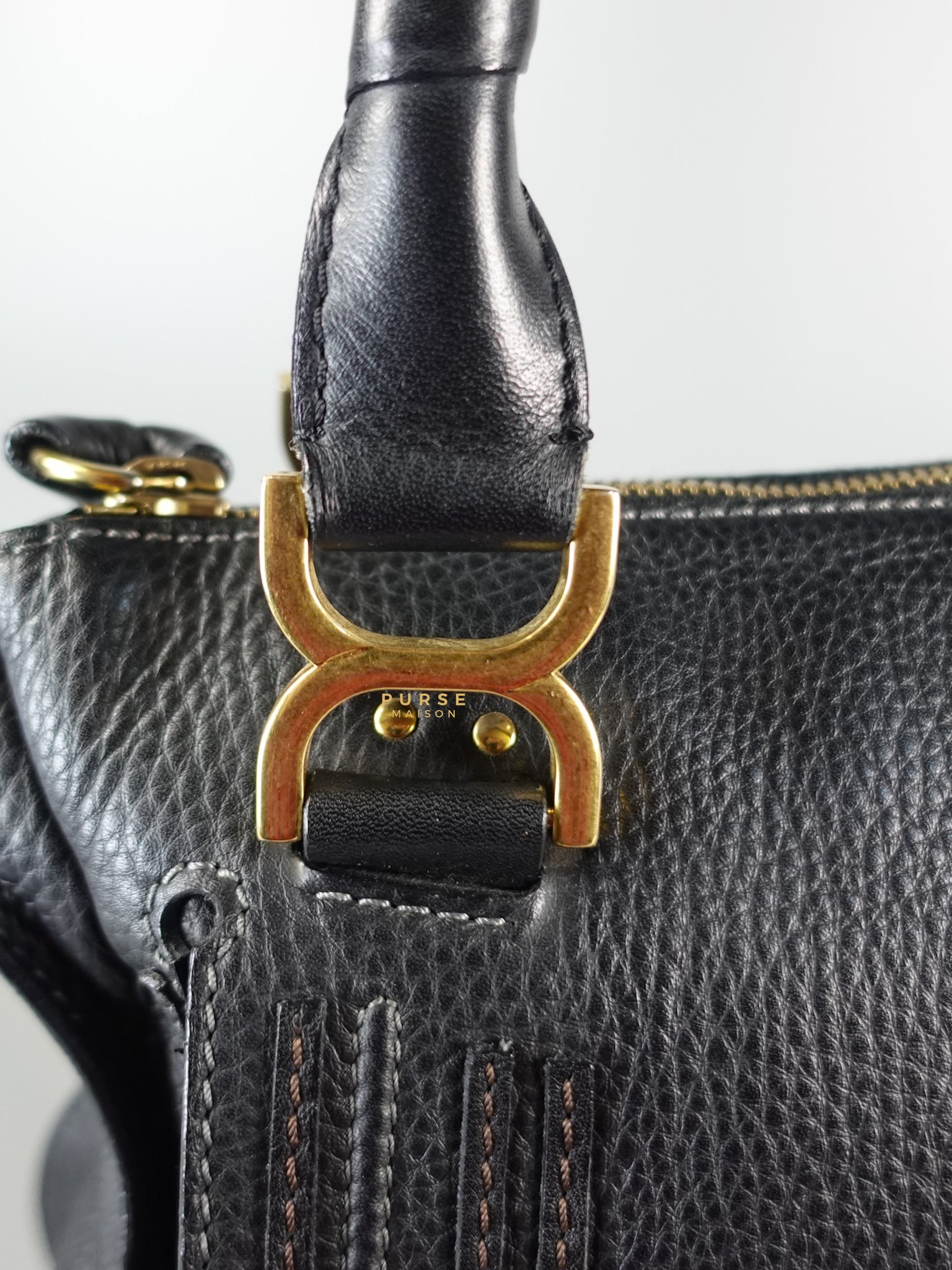 Black Leather Medium Marcie Satchel Bag | Purse Maison Luxury Bags Shop