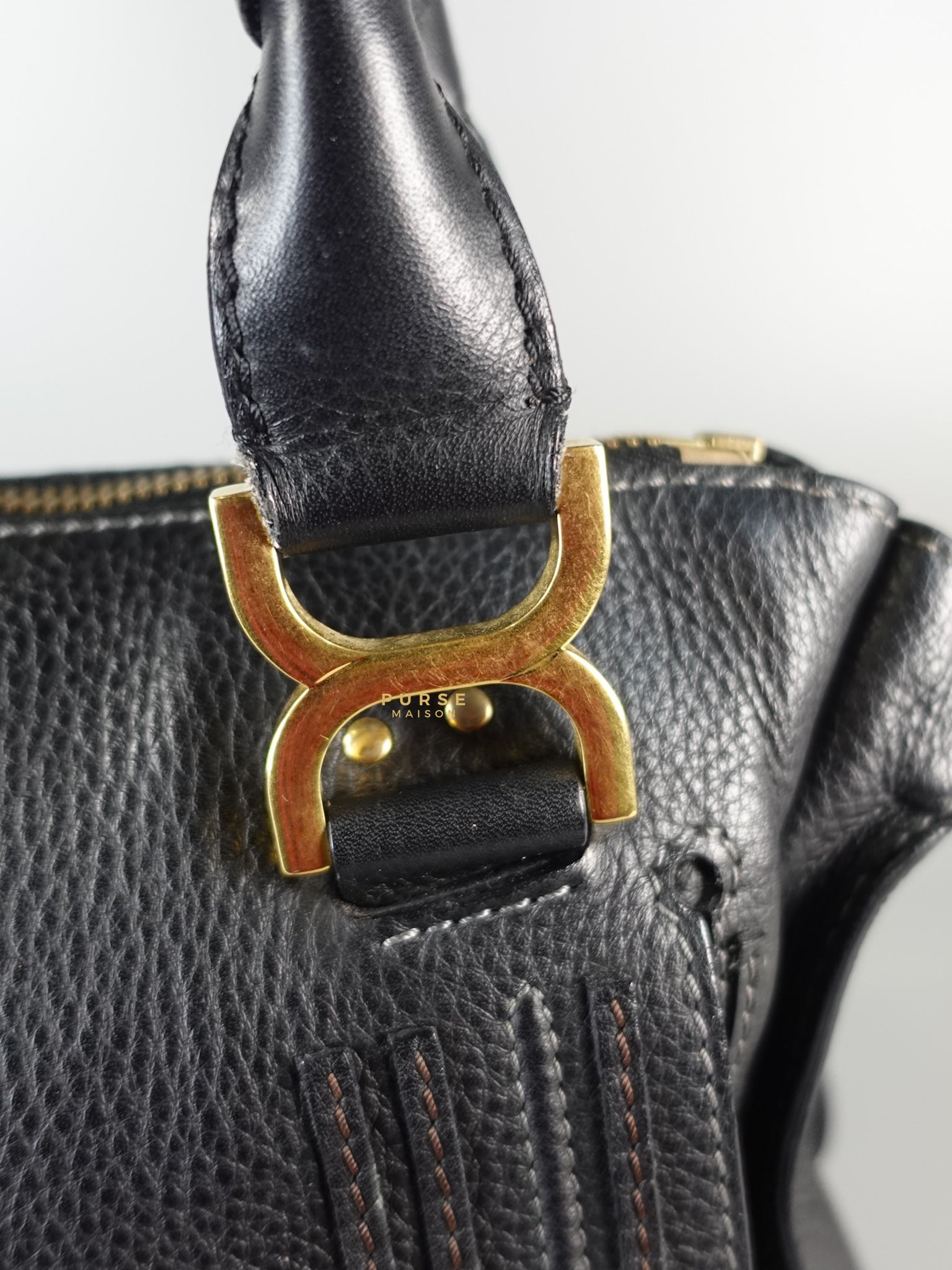 Black Leather Medium Marcie Satchel Bag | Purse Maison Luxury Bags Shop