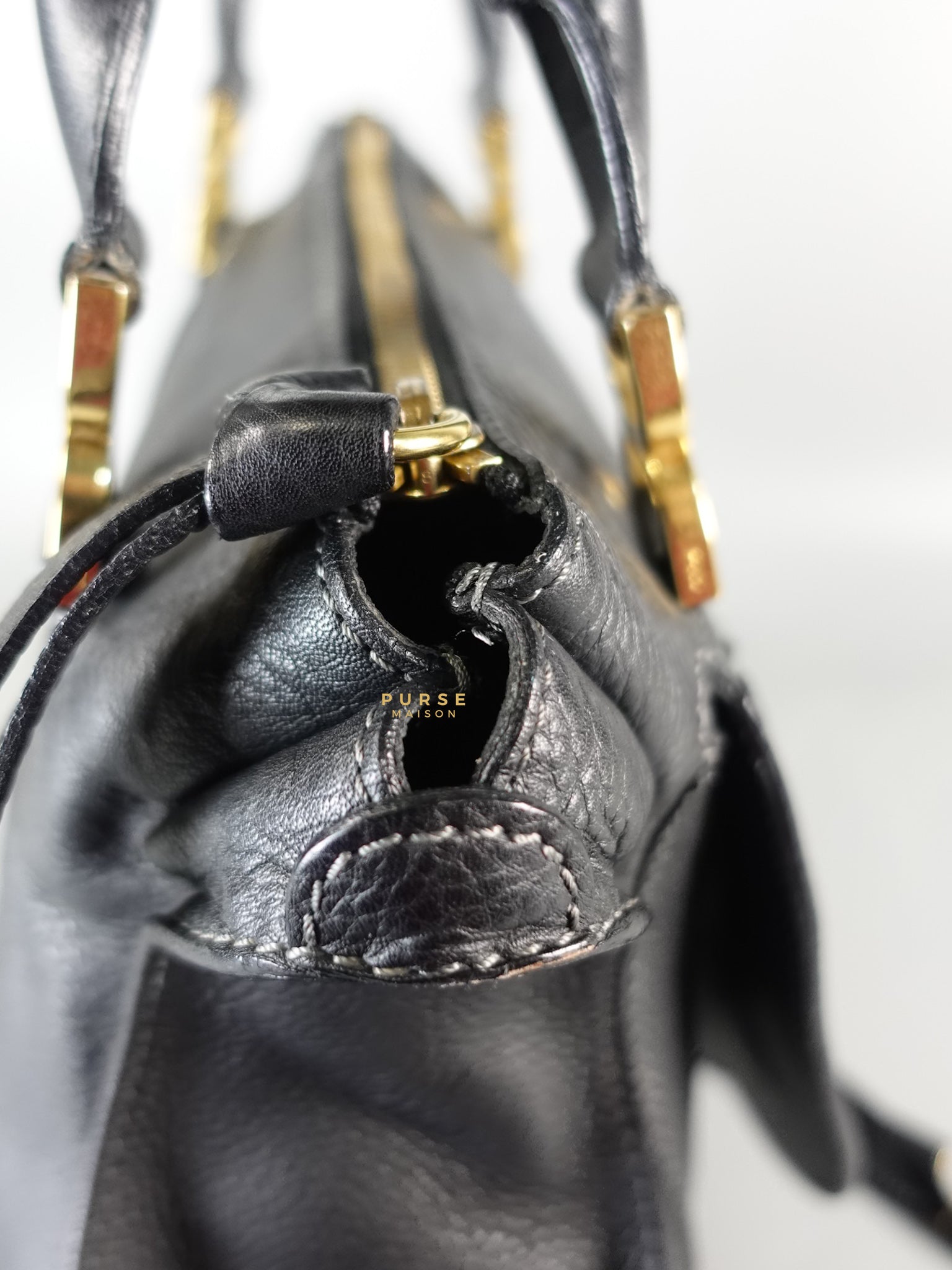 Black Leather Medium Marcie Satchel Bag | Purse Maison Luxury Bags Shop