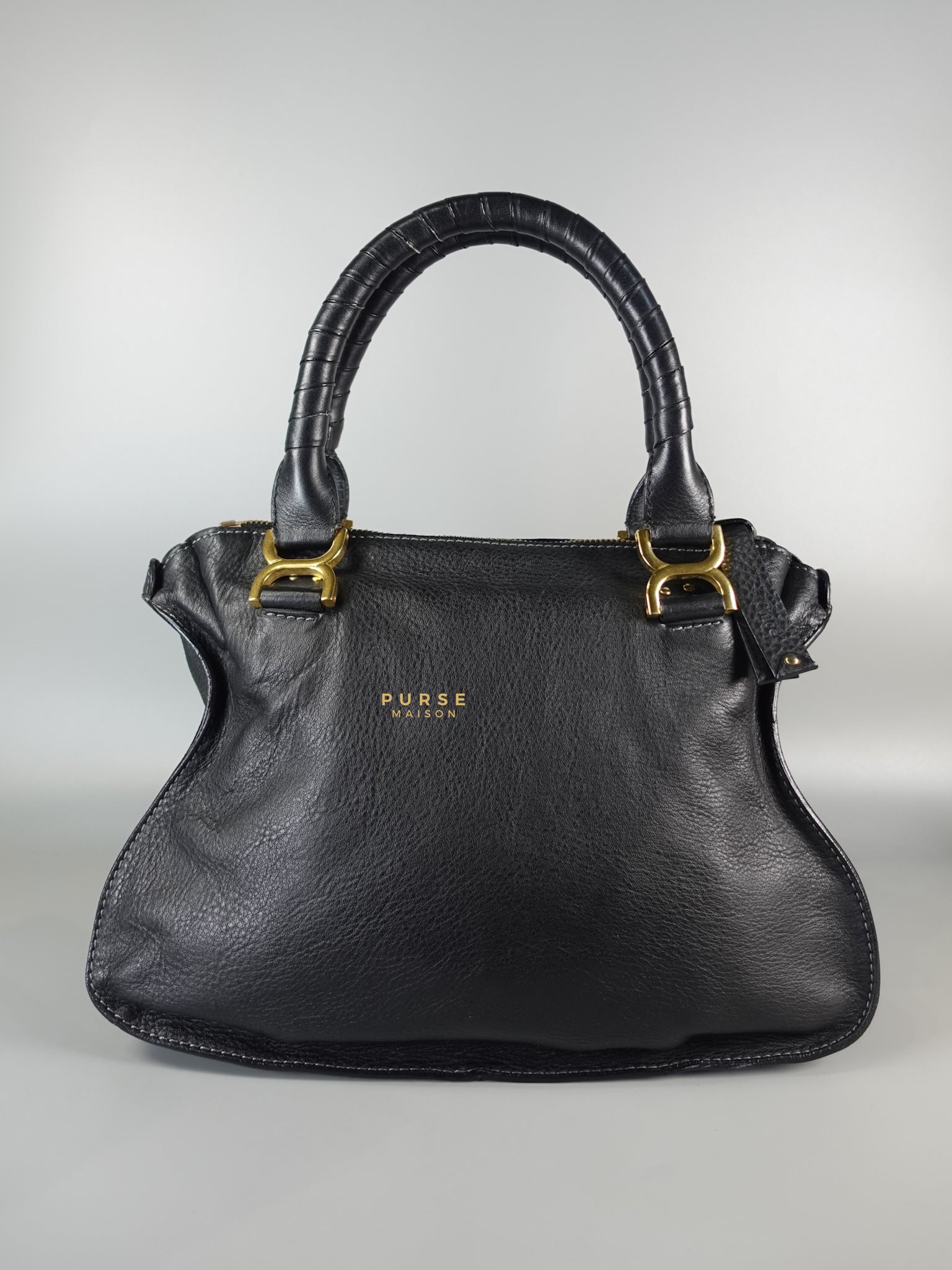 Black Leather Medium Marcie Satchel Bag | Purse Maison Luxury Bags Shop