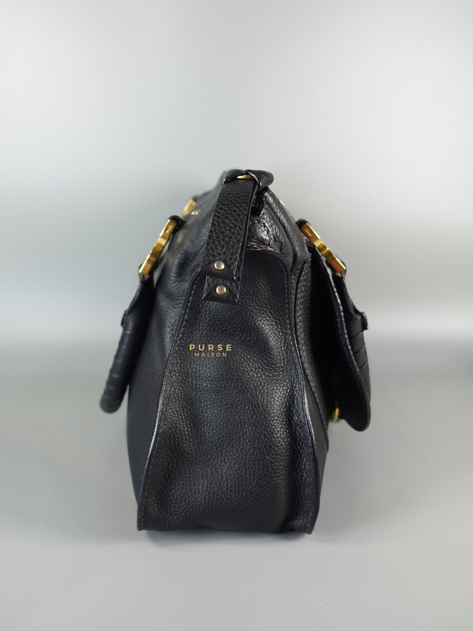 Black Leather Medium Marcie Satchel Bag | Purse Maison Luxury Bags Shop