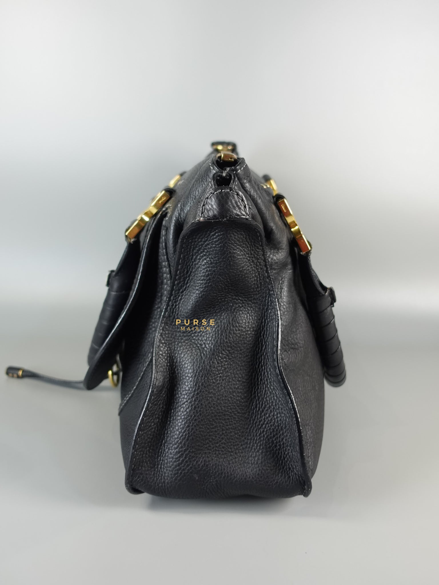 Black Leather Medium Marcie Satchel Bag | Purse Maison Luxury Bags Shop