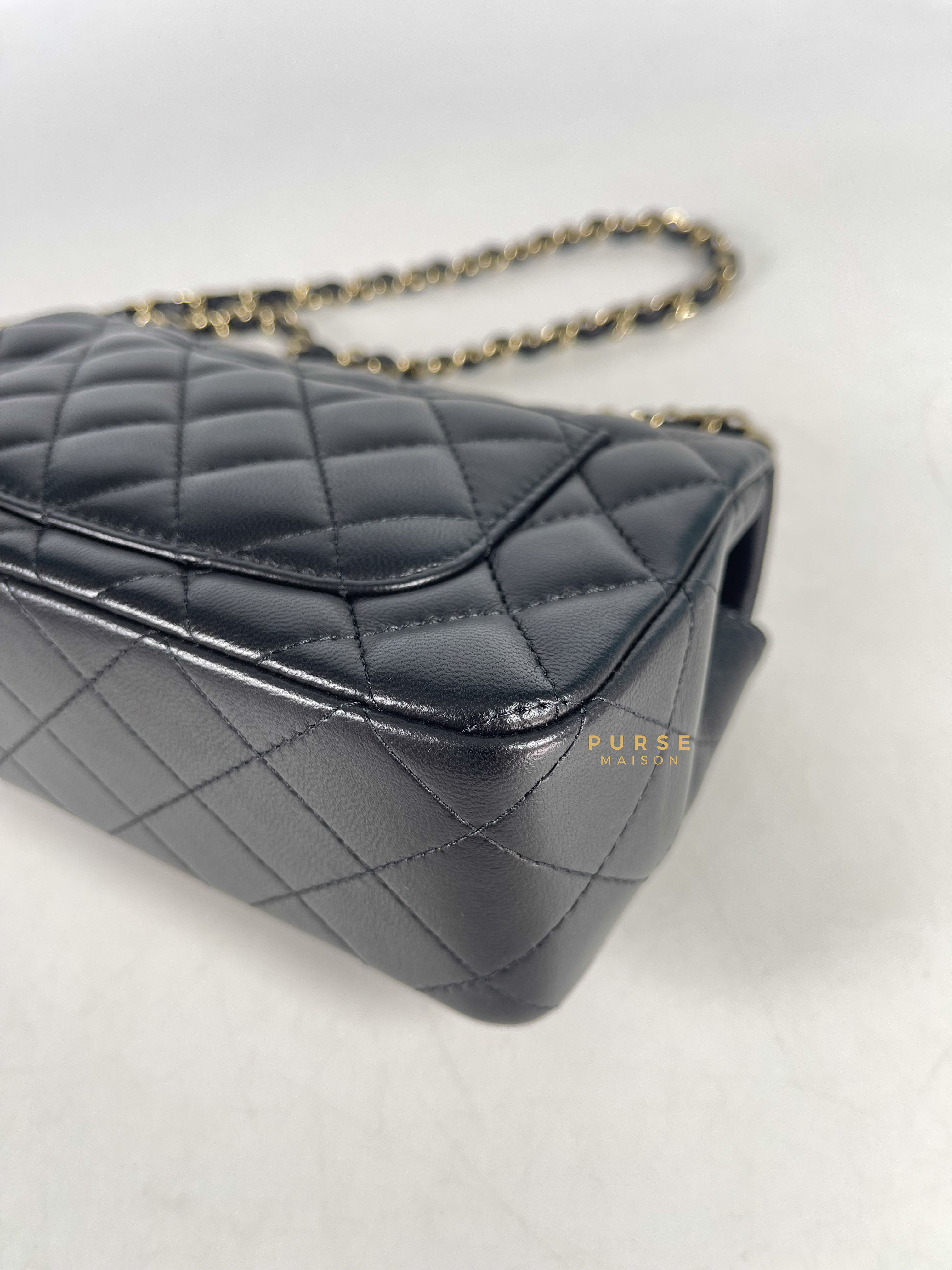 Chanel Black Mini Rectangle in Quilted Black Lambskin and Light Gold Hardware (Microchip) | Purse Maison Luxury Bags Shop