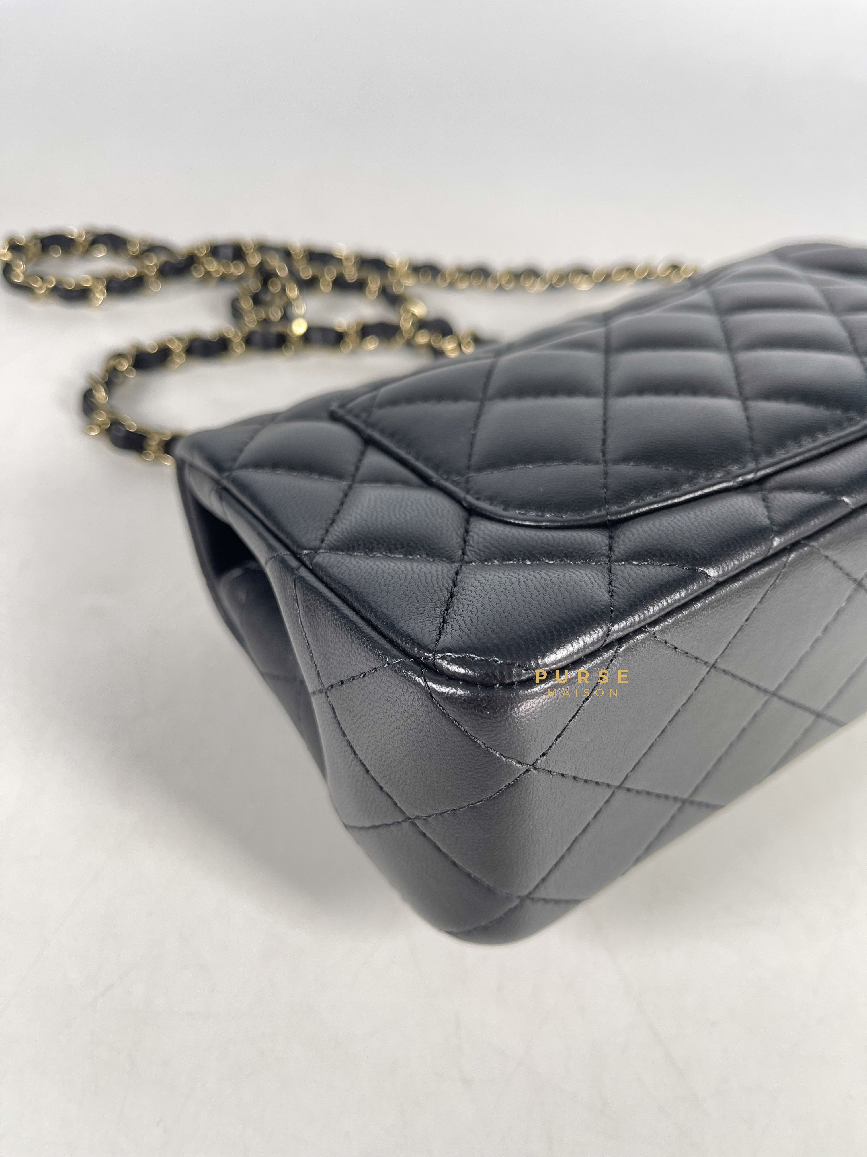 Chanel Black Mini Rectangle in Quilted Black Lambskin and Light Gold Hardware (Microchip) | Purse Maison Luxury Bags Shop