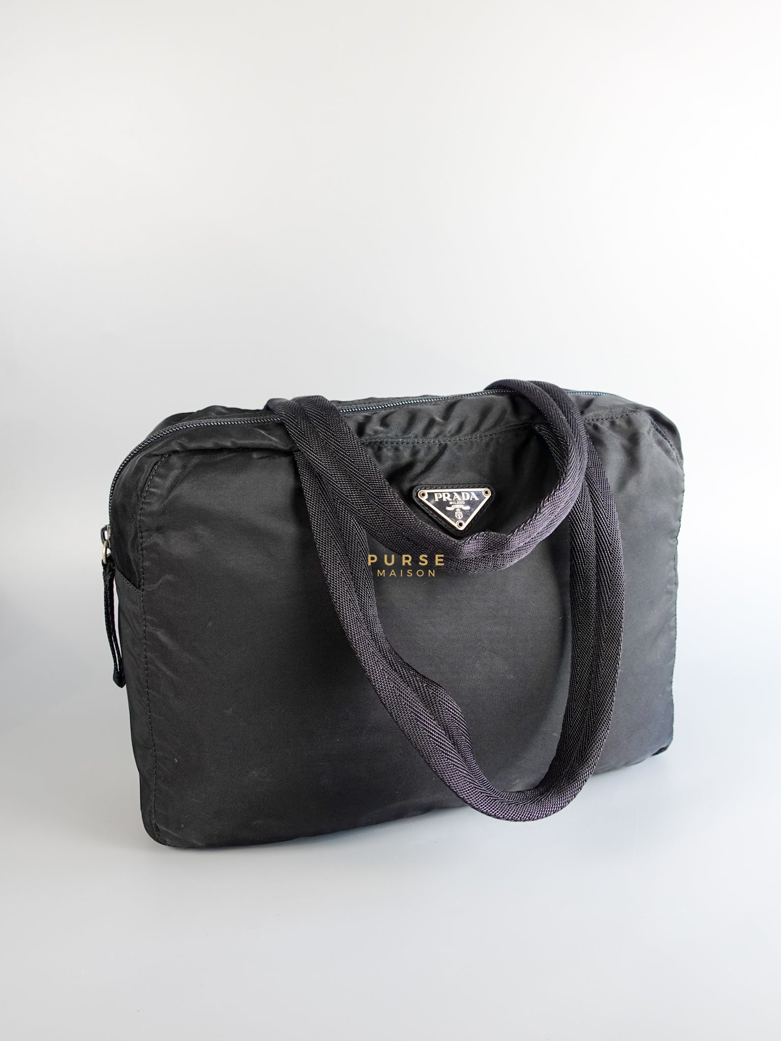 Black Nylon Hand Carry Bag | Purse Maison Luxury Bags Shop