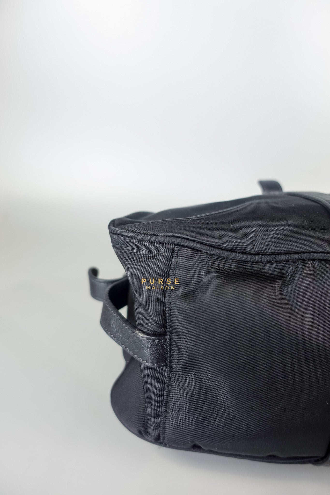 Black Nylon Tessuto And Leather Bauletto Shoulder Bag | Purse Maison Luxury Bags Shop
