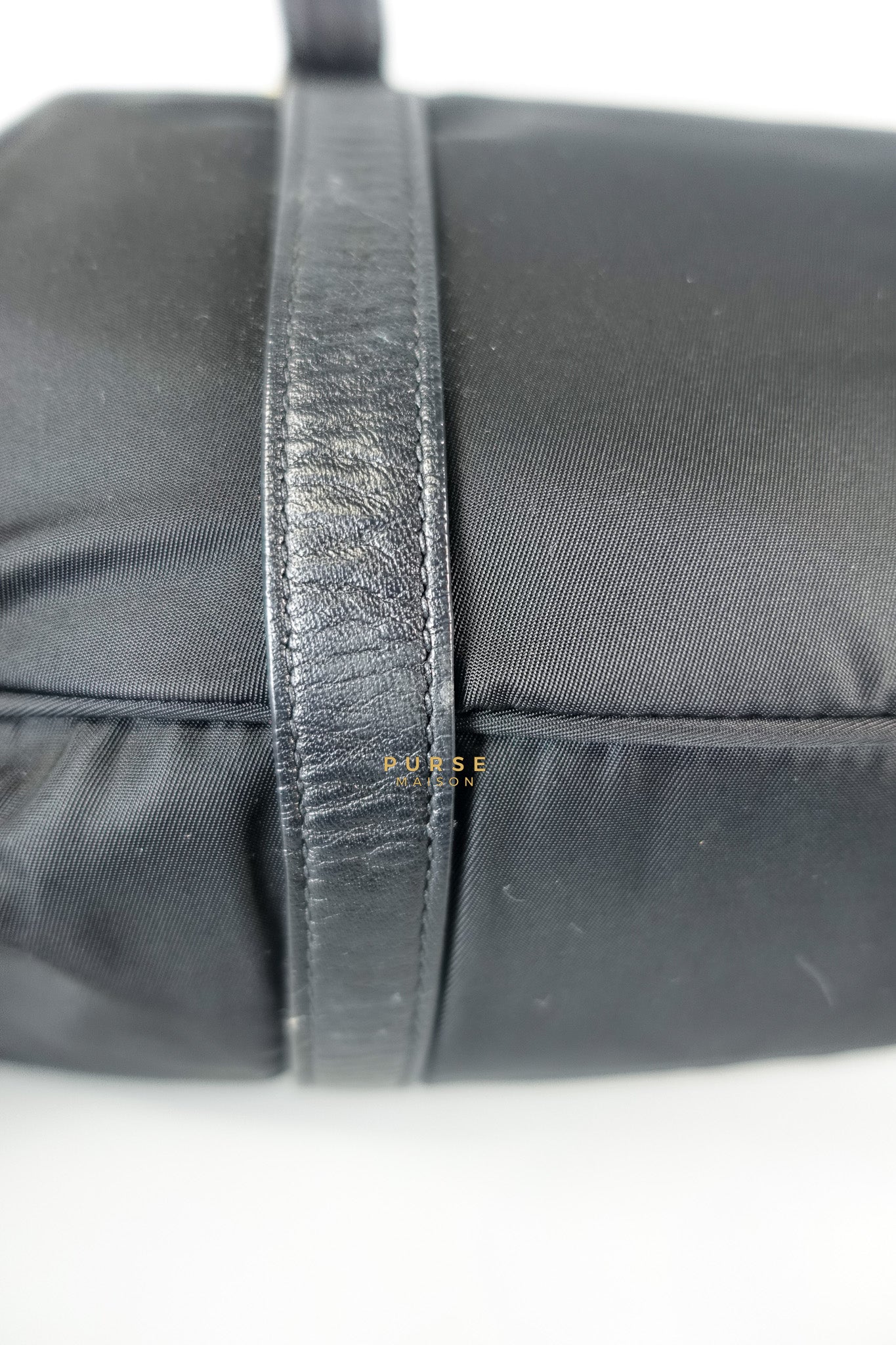 Black Nylon Tessuto And Leather Bauletto Shoulder Bag | Purse Maison Luxury Bags Shop