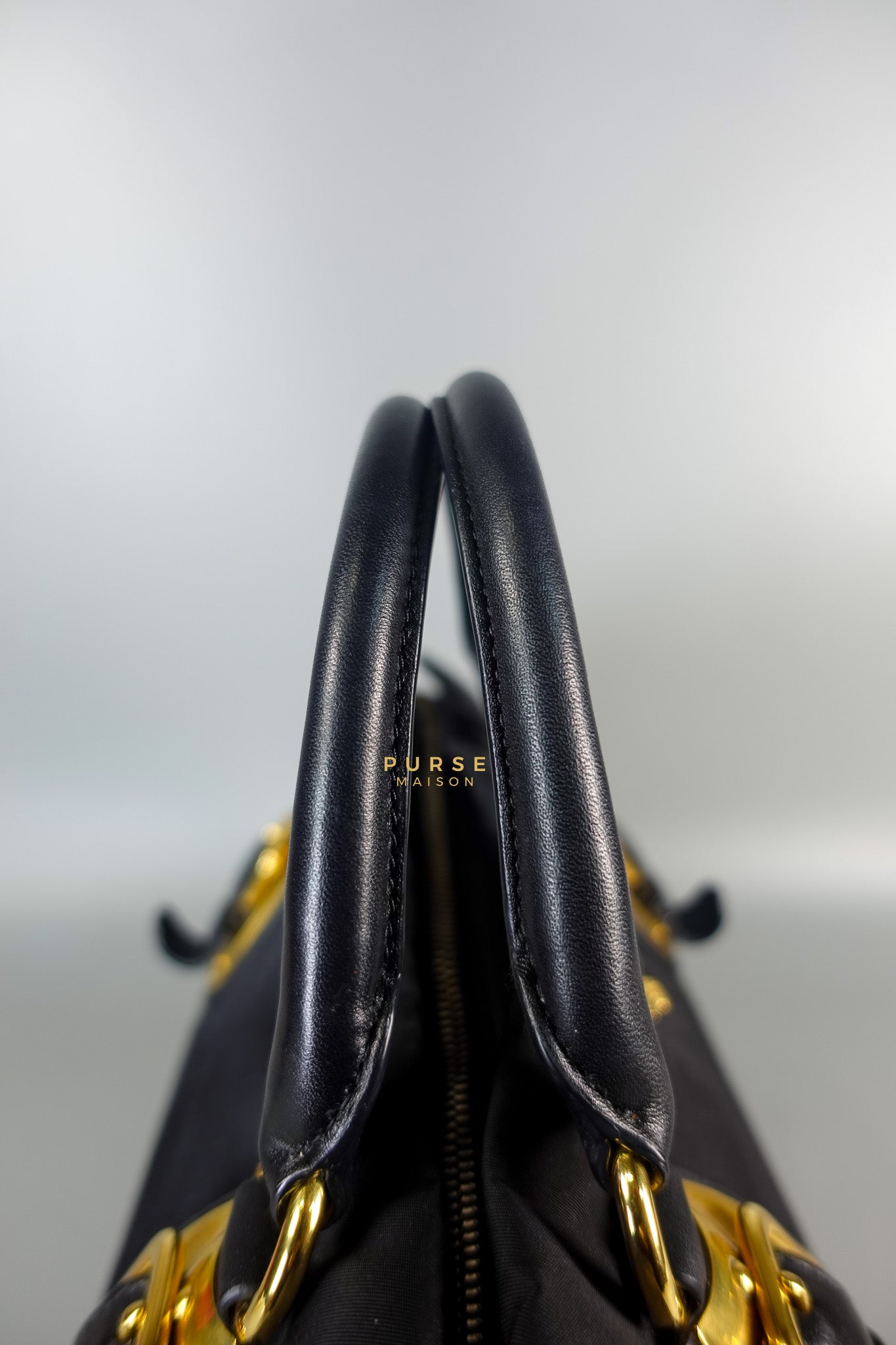 Black Nylon Tessuto And Leather Bauletto Shoulder Bag | Purse Maison Luxury Bags Shop