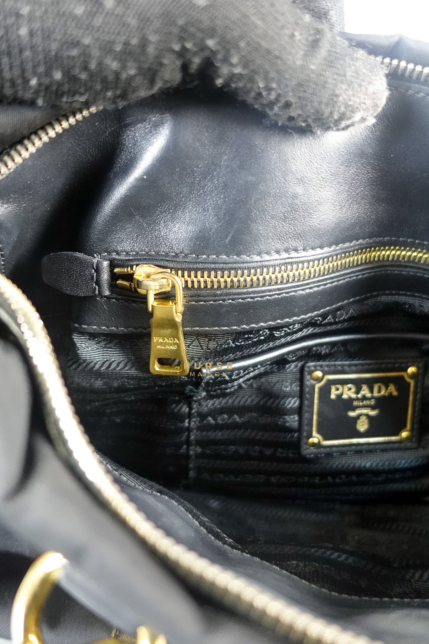 Black Nylon Tessuto And Leather Bauletto Shoulder Bag | Purse Maison Luxury Bags Shop
