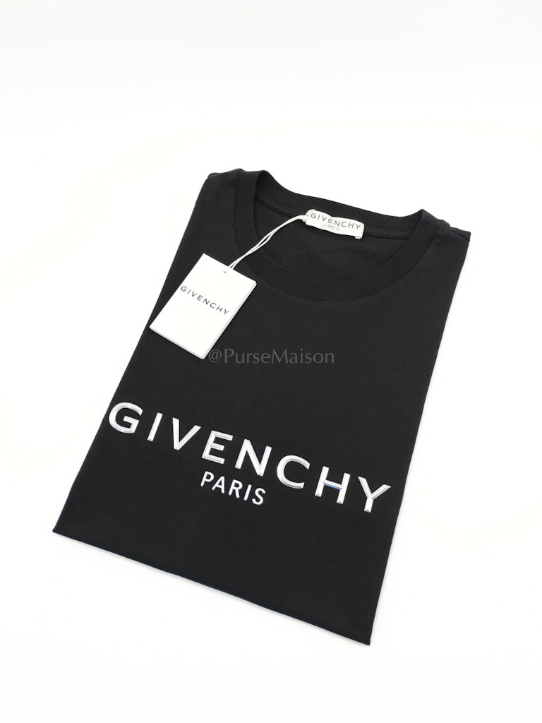 Black Silver Logo T-Shirt (Regular Fit) Size Large | Purse Maison Luxury Bags Shop