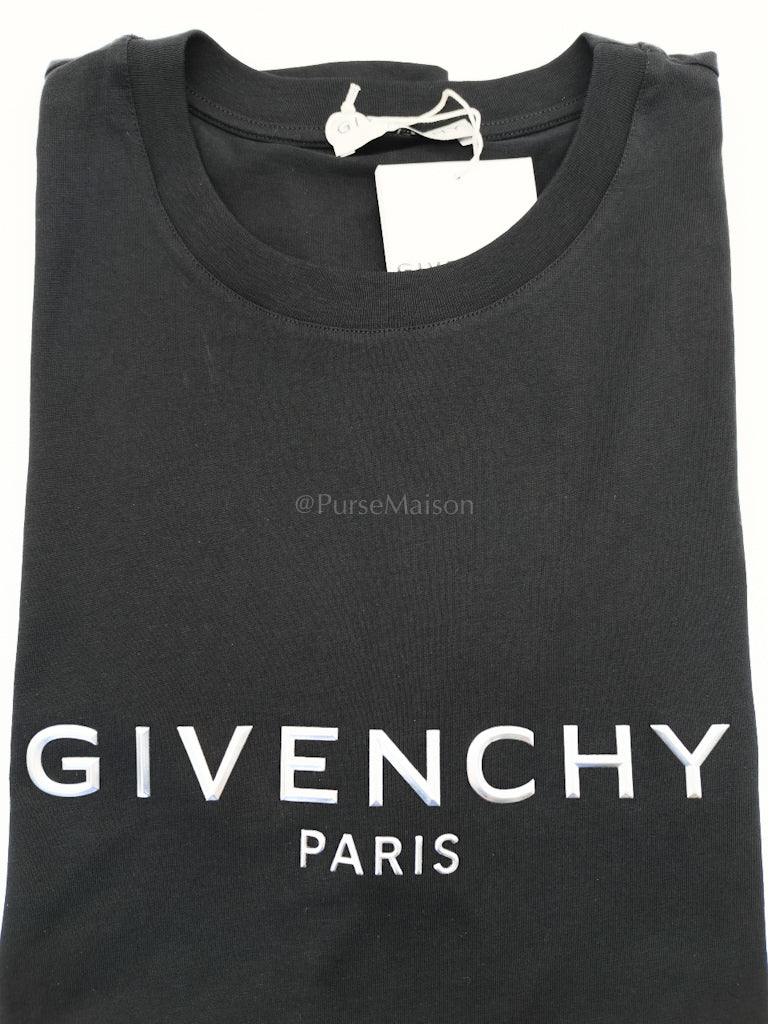 Black Silver Logo T-Shirt (Regular Fit) Size Large | Purse Maison Luxury Bags Shop