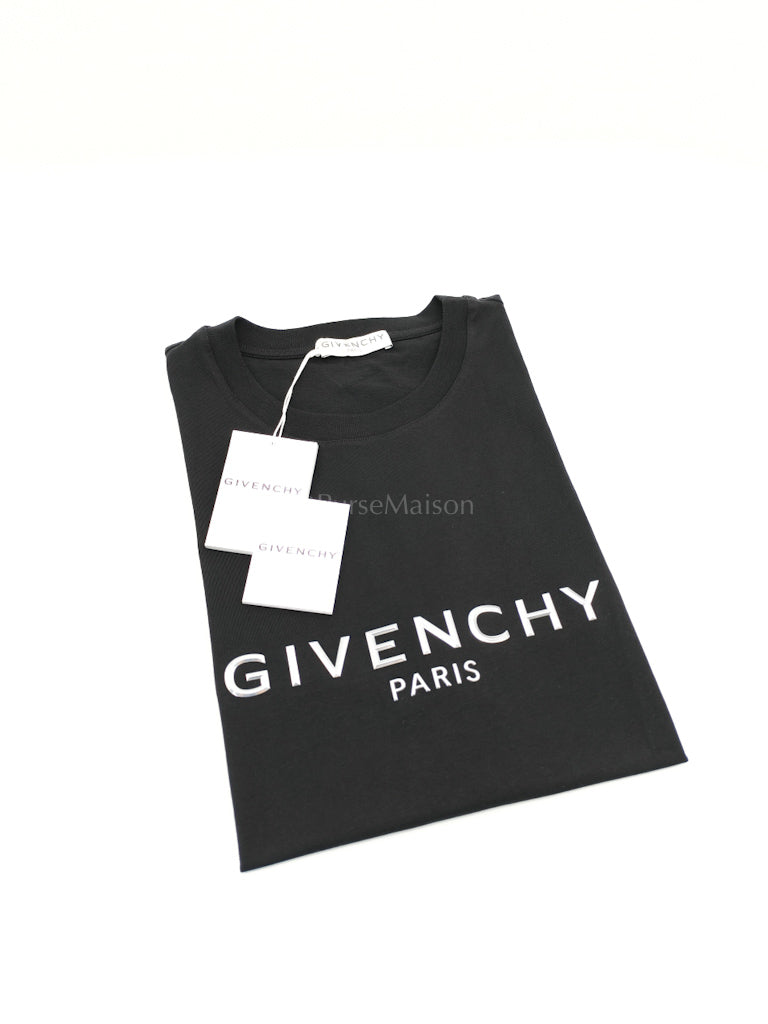 Black Silver Logo T-Shirt (Regular Fit) Size Large | Purse Maison Luxury Bags Shop