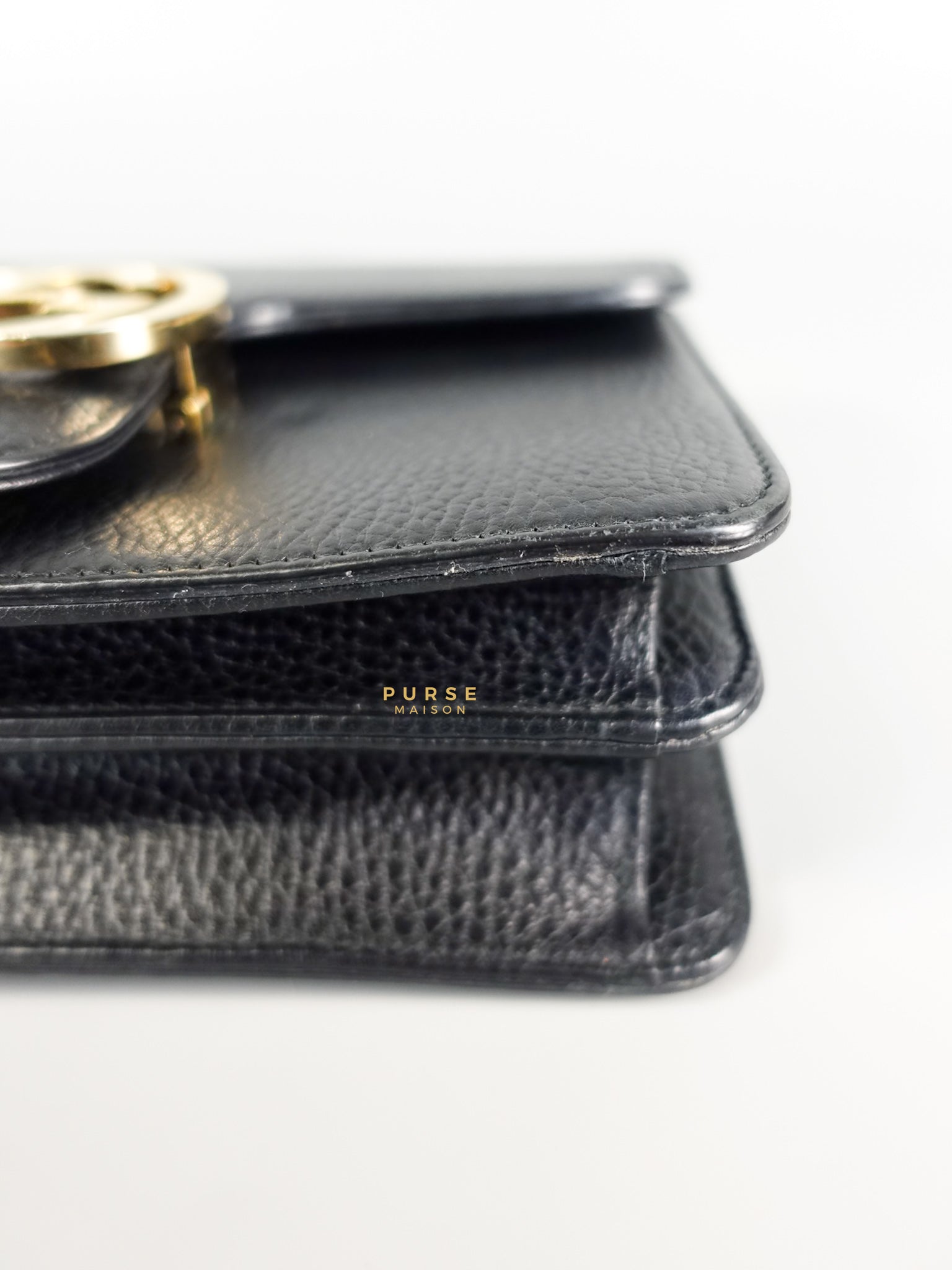 Black Small Dollar Interlocking G Crossbody Chain Strap | Purse Maison Luxury Bags Shop