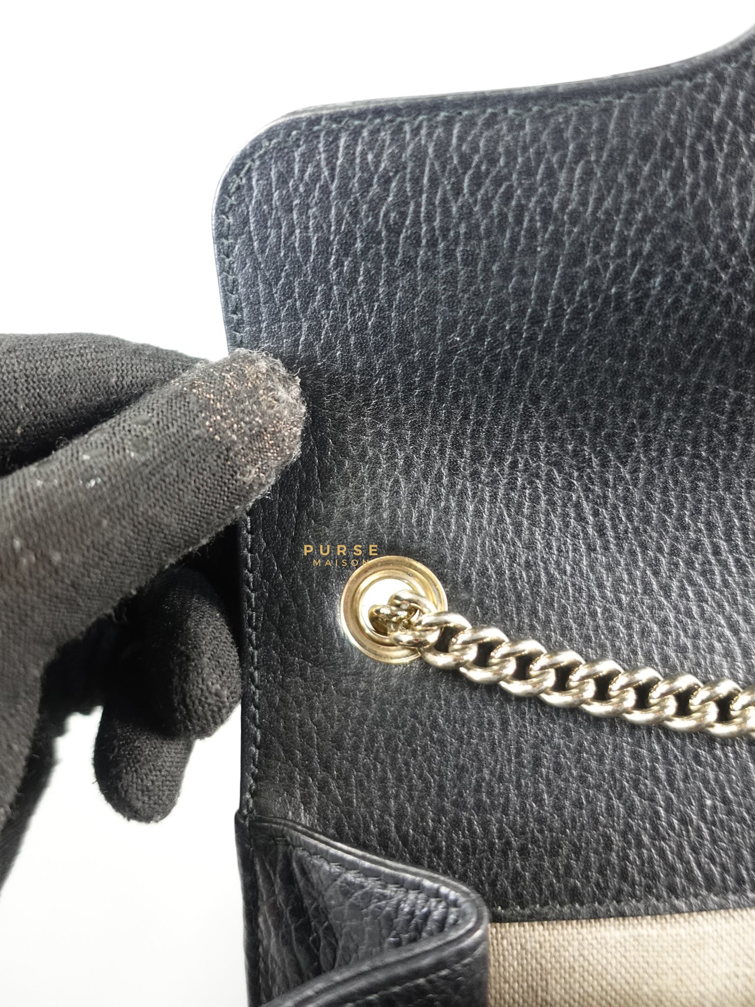 Black Small Dollar Interlocking G Crossbody Chain Strap | Purse Maison Luxury Bags Shop