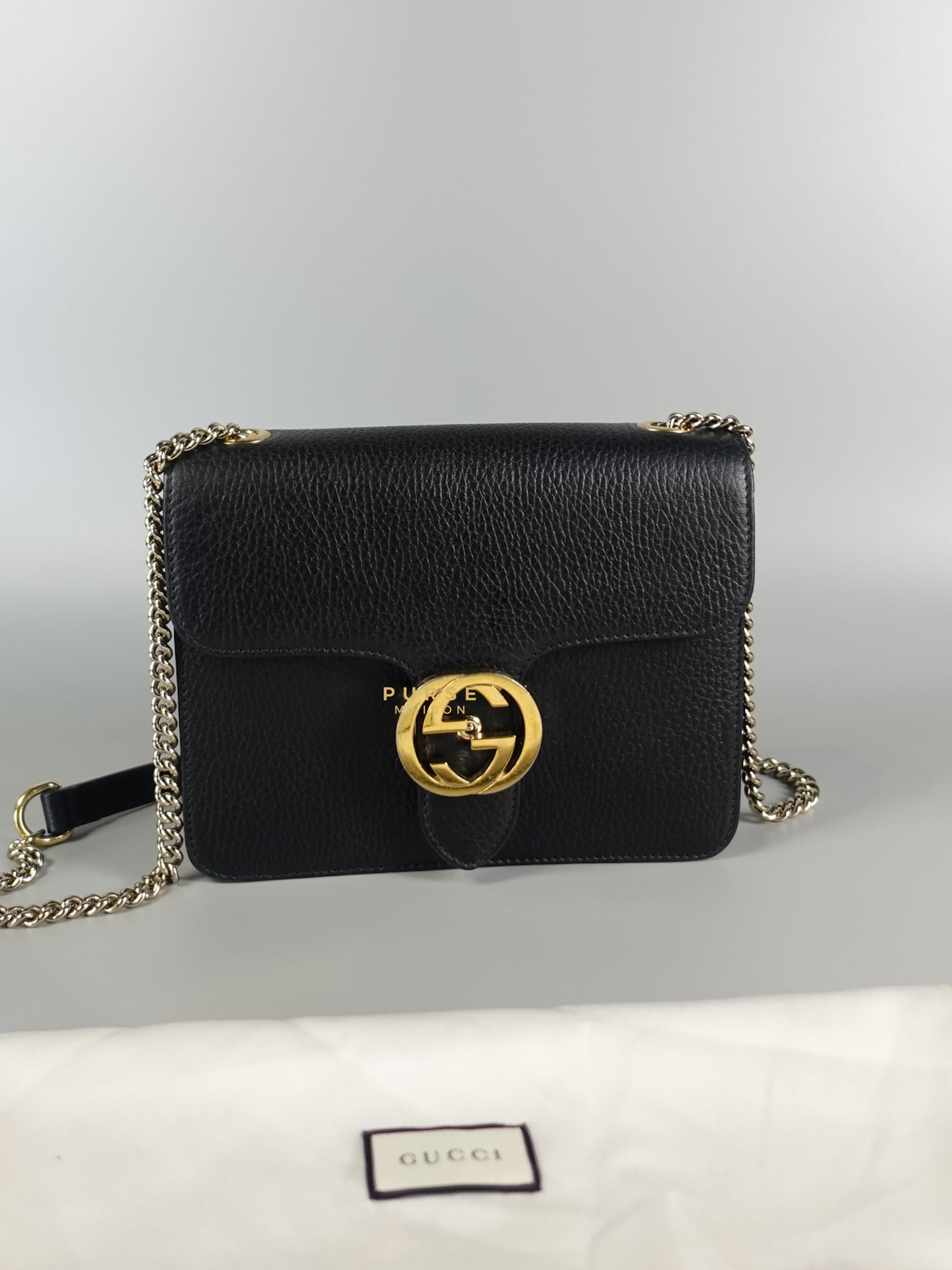 Black Small Dollar Interlocking G Crossbody Chain Strap | Purse Maison Luxury Bags Shop
