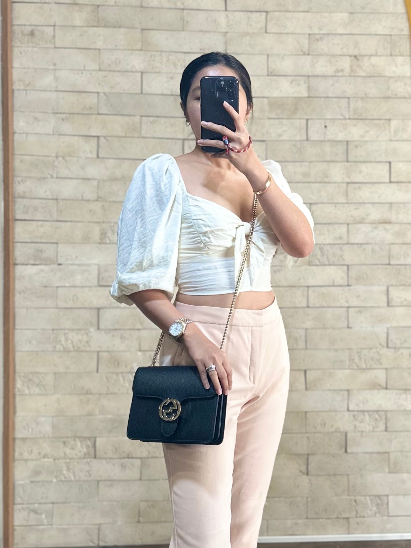 Black Small Dollar Interlocking G Crossbody Chain Strap | Purse Maison Luxury Bags Shop