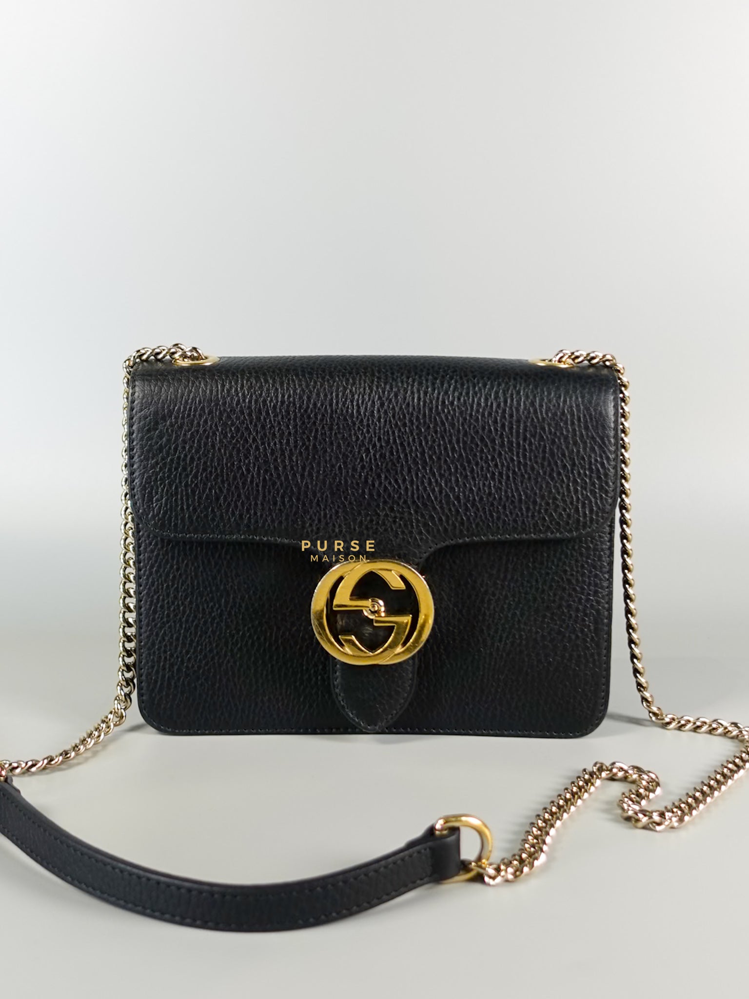 Black Small Dollar Interlocking G Crossbody Chain Strap | Purse Maison Luxury Bags Shop
