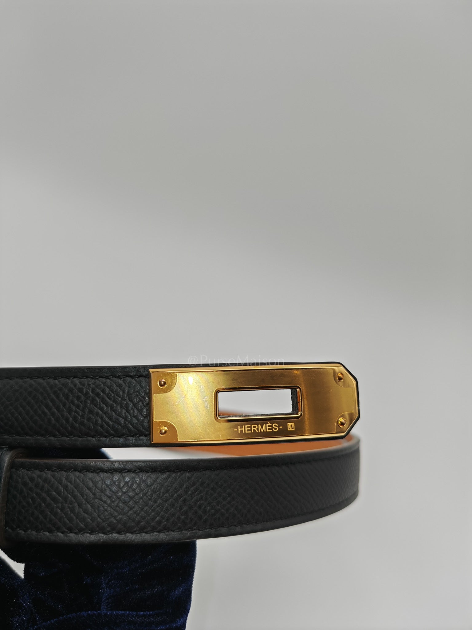 Kelly Belt in Black Epsom Leather & Gold Hardware Stamp G(2026)