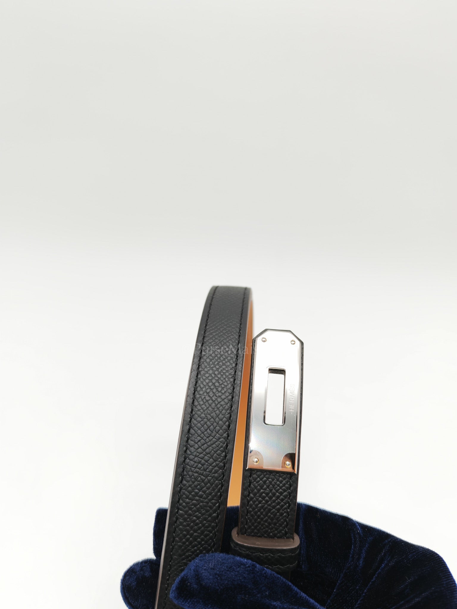 Kelly Belt in Black Epsom Leather & Palladium Hardware Stamp G(2026)