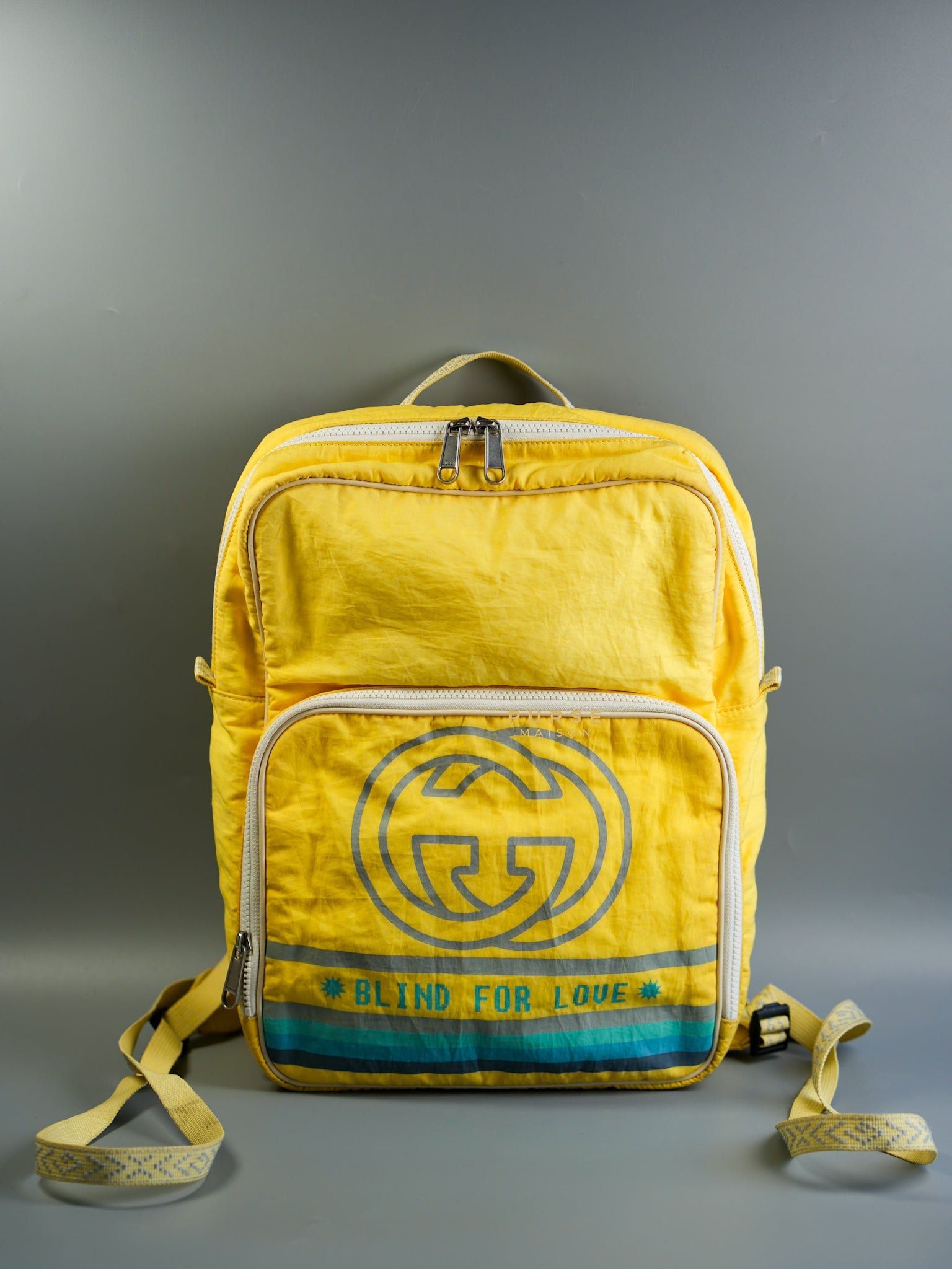 Blind for Love Interlocking GG Logo Yellow Backpack | Purse Maison Luxury Bags Shop
