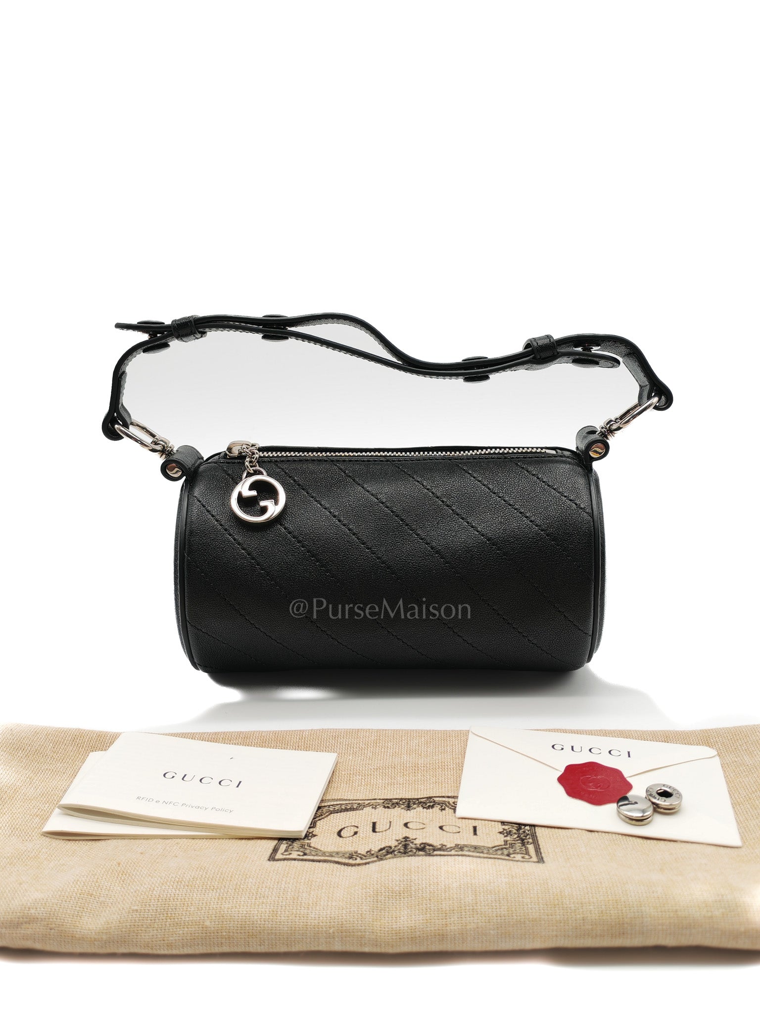 Blondie Mini Barrel Bag in Black Calfskin Leather Shoulder Bag | Purse Maison Luxury Bags Shop
