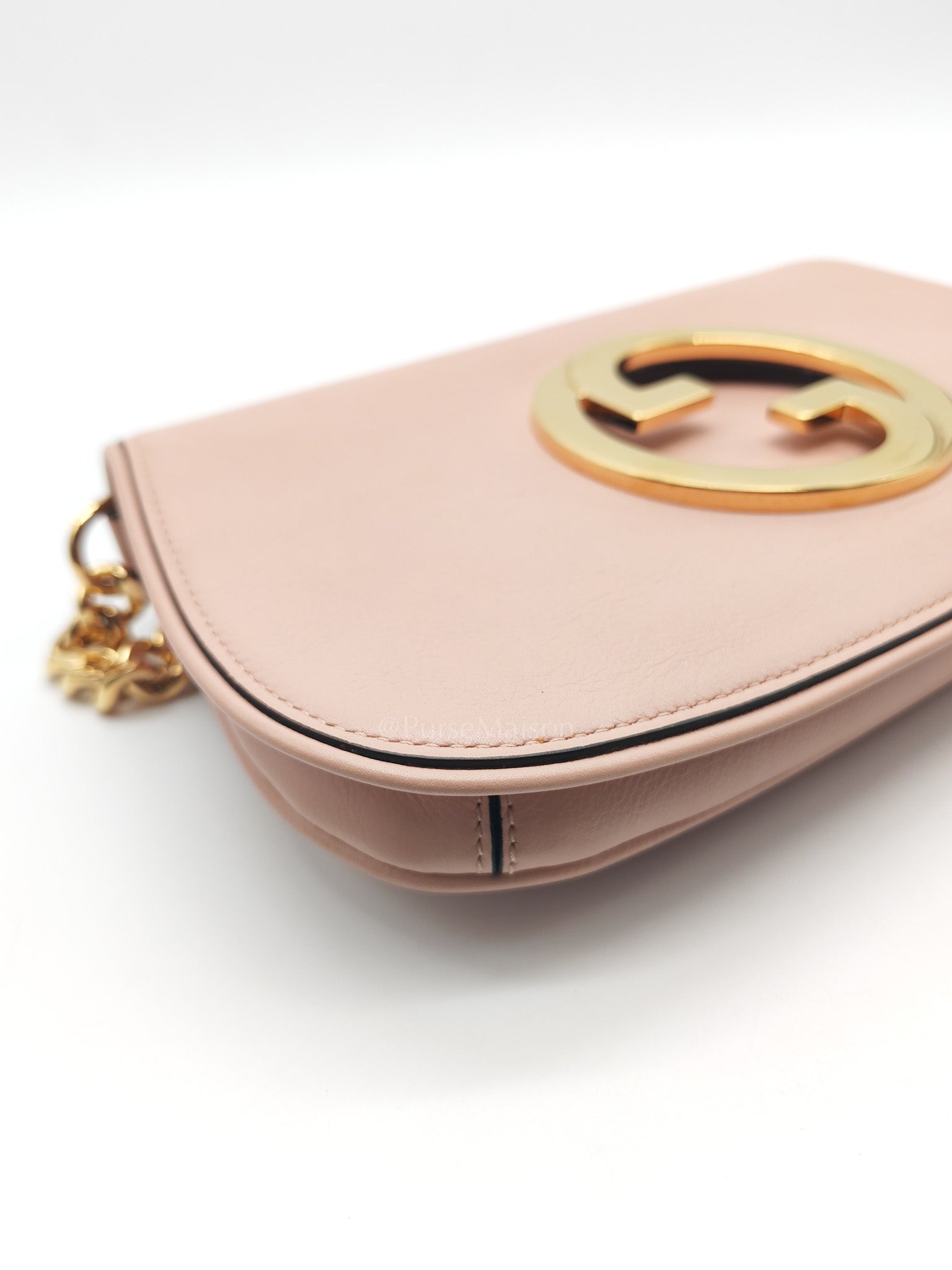 Blondie Shoulder Bag in Powder Pink Interlocking G Emblem Calfskin Leather | Purse Maison Luxury Bags Shop