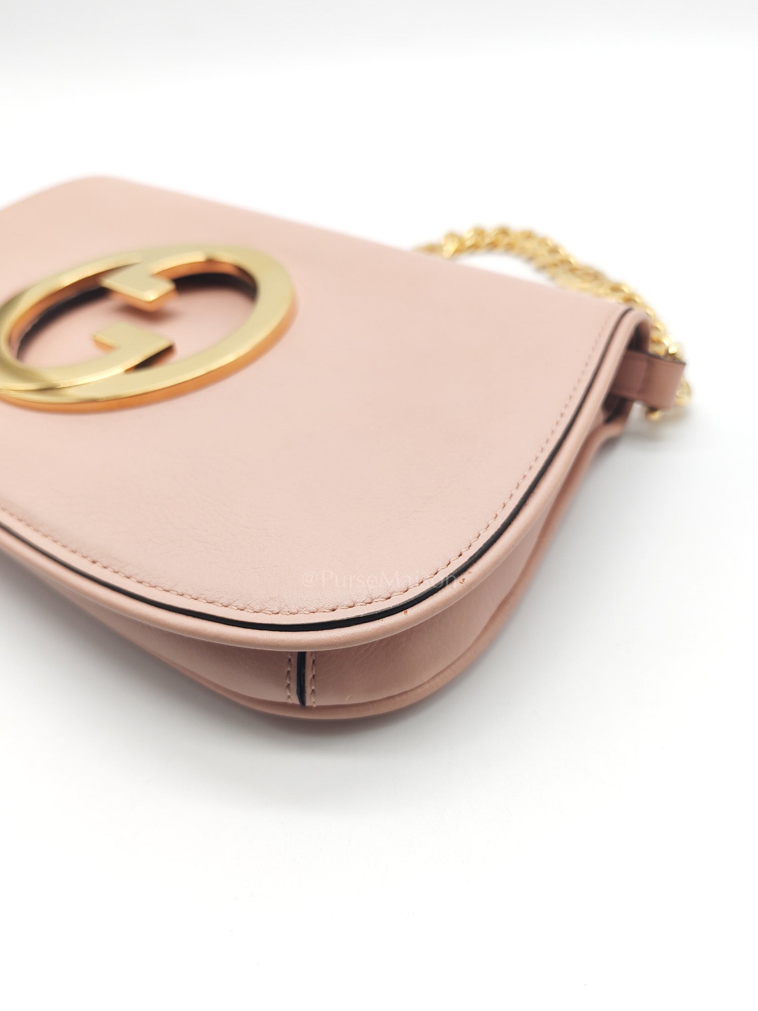Blondie Shoulder Bag in Powder Pink Interlocking G Emblem Calfskin Leather | Purse Maison Luxury Bags Shop