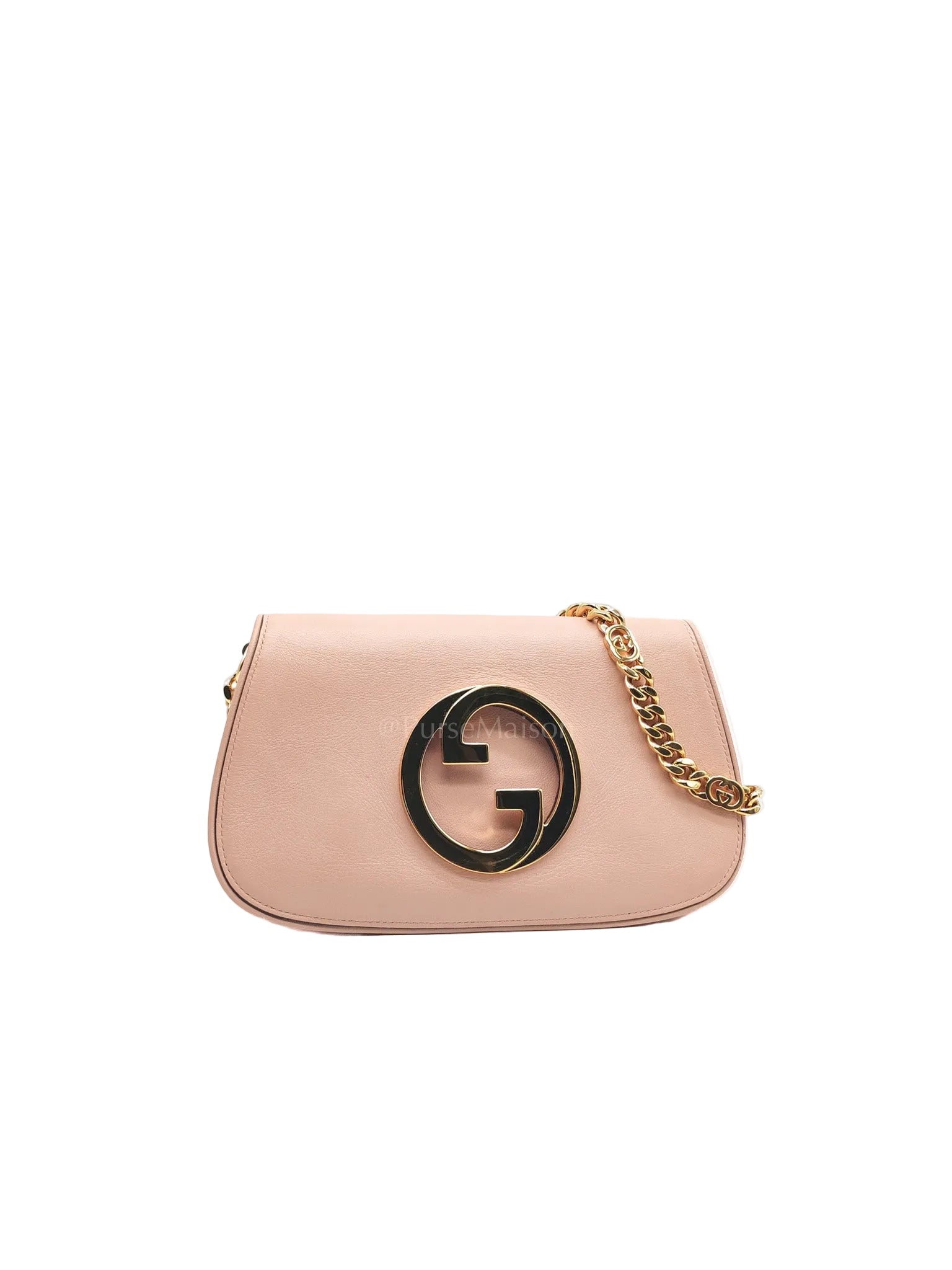 Blondie Shoulder Bag in Powder Pink Interlocking G Emblem Calfskin Leather | Purse Maison Luxury Bags Shop