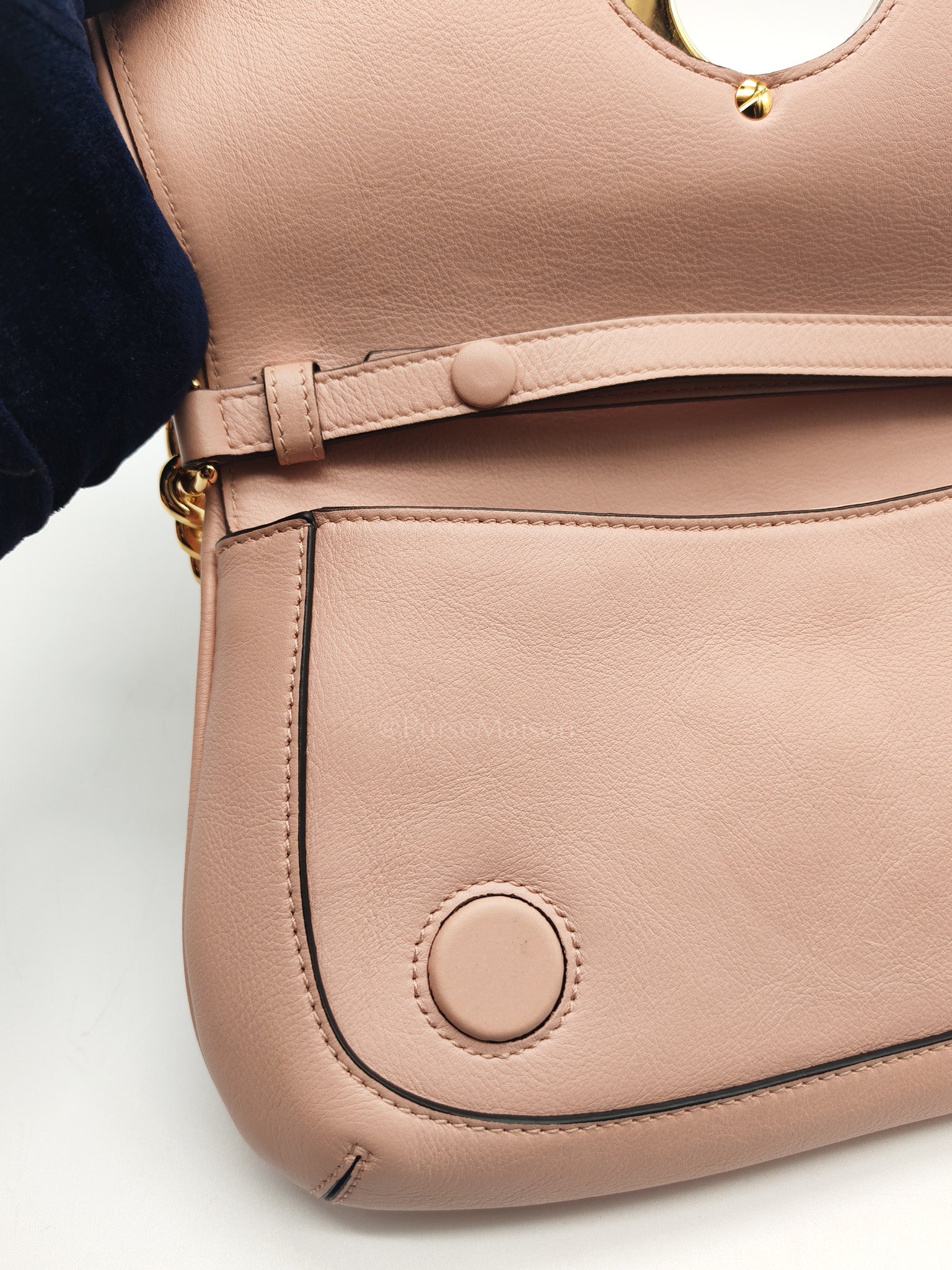 Blondie Shoulder Bag in Powder Pink Interlocking G Emblem Calfskin Leather | Purse Maison Luxury Bags Shop