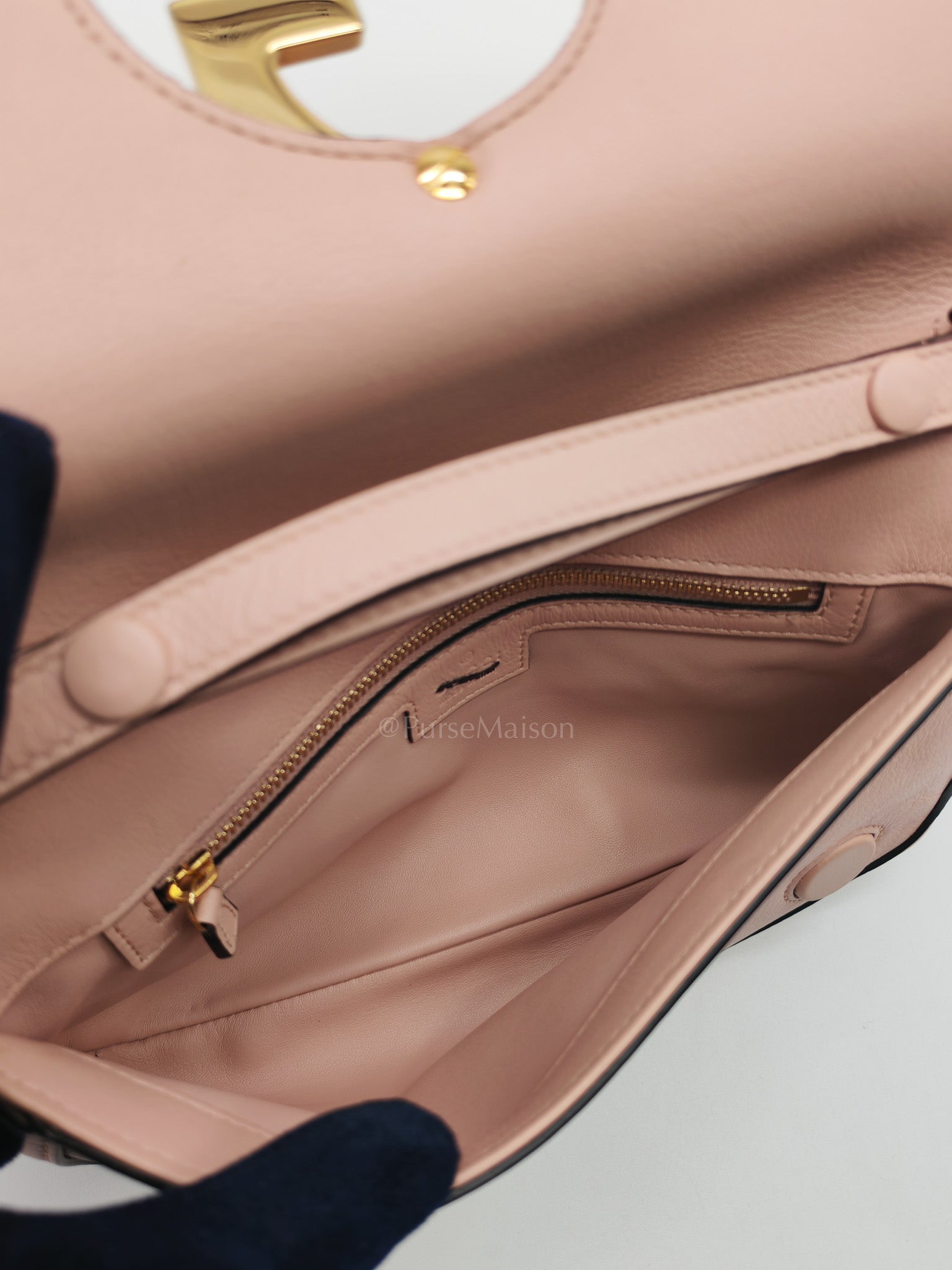Blondie Shoulder Bag in Powder Pink Interlocking G Emblem Calfskin Leather | Purse Maison Luxury Bags Shop