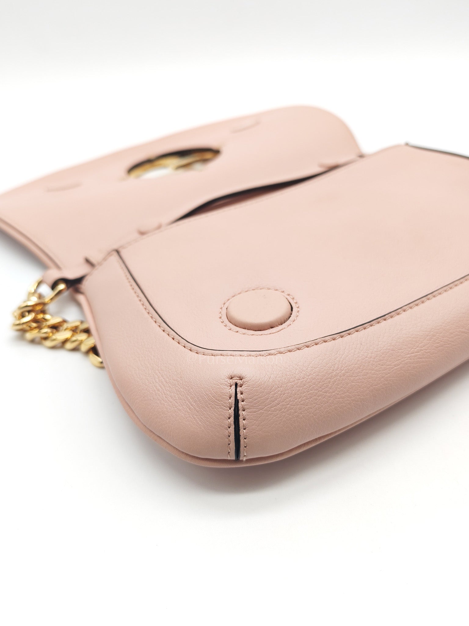 Blondie Shoulder Bag in Powder Pink Interlocking G Emblem Calfskin Leather | Purse Maison Luxury Bags Shop