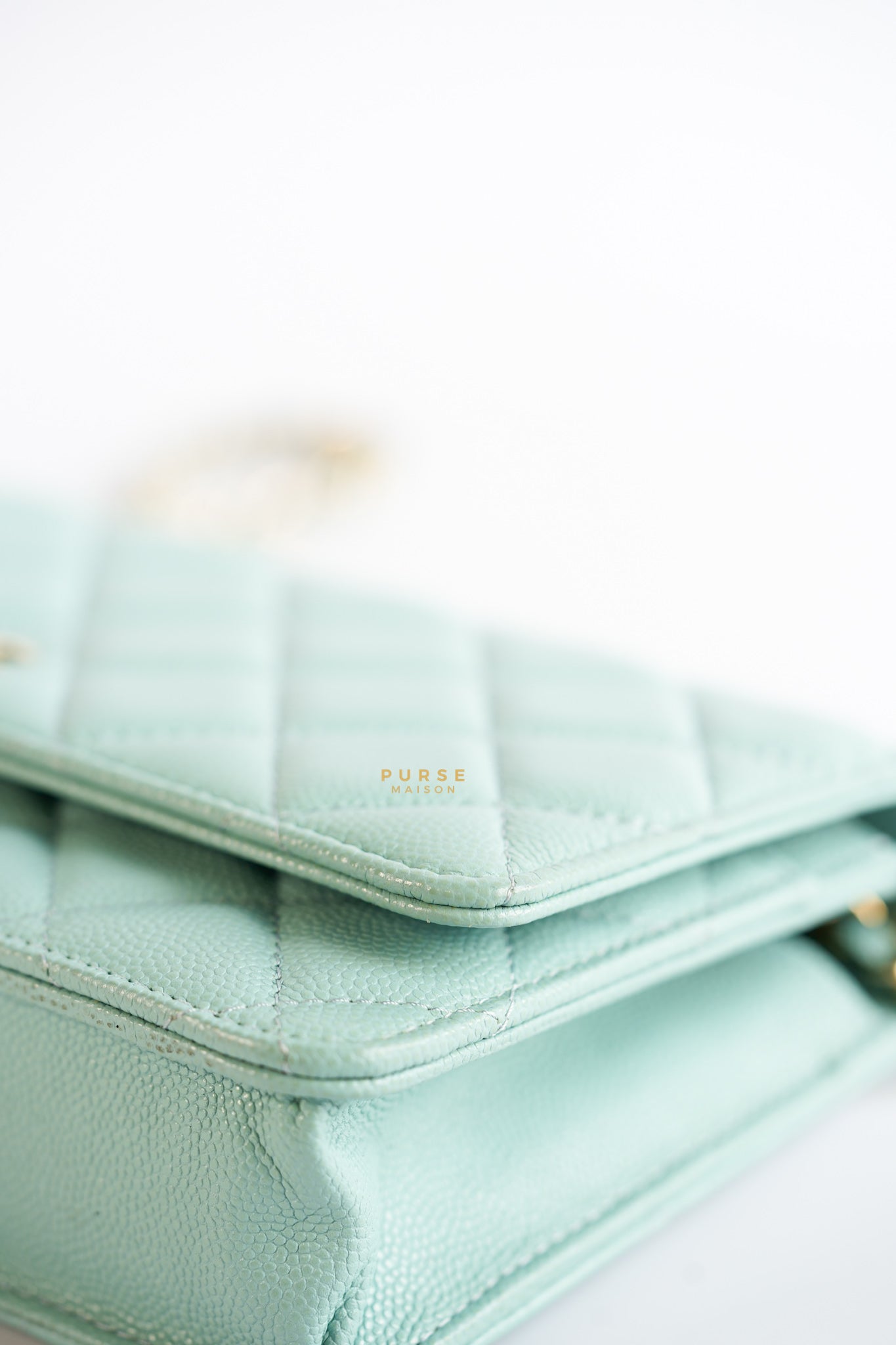 Blue Wallet on Chain (WOC) in Caviar Leather Silver Hardware Series 29 | Purse Maison Luxury Bags Shop