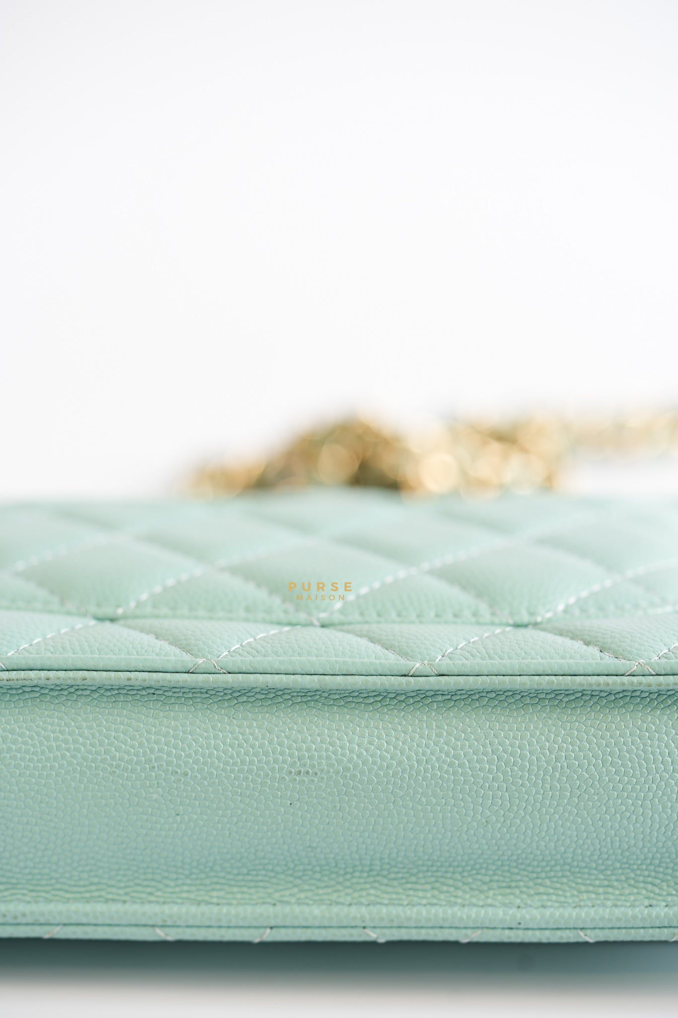 Blue Wallet on Chain (WOC) in Caviar Leather Silver Hardware Series 29 | Purse Maison Luxury Bags Shop