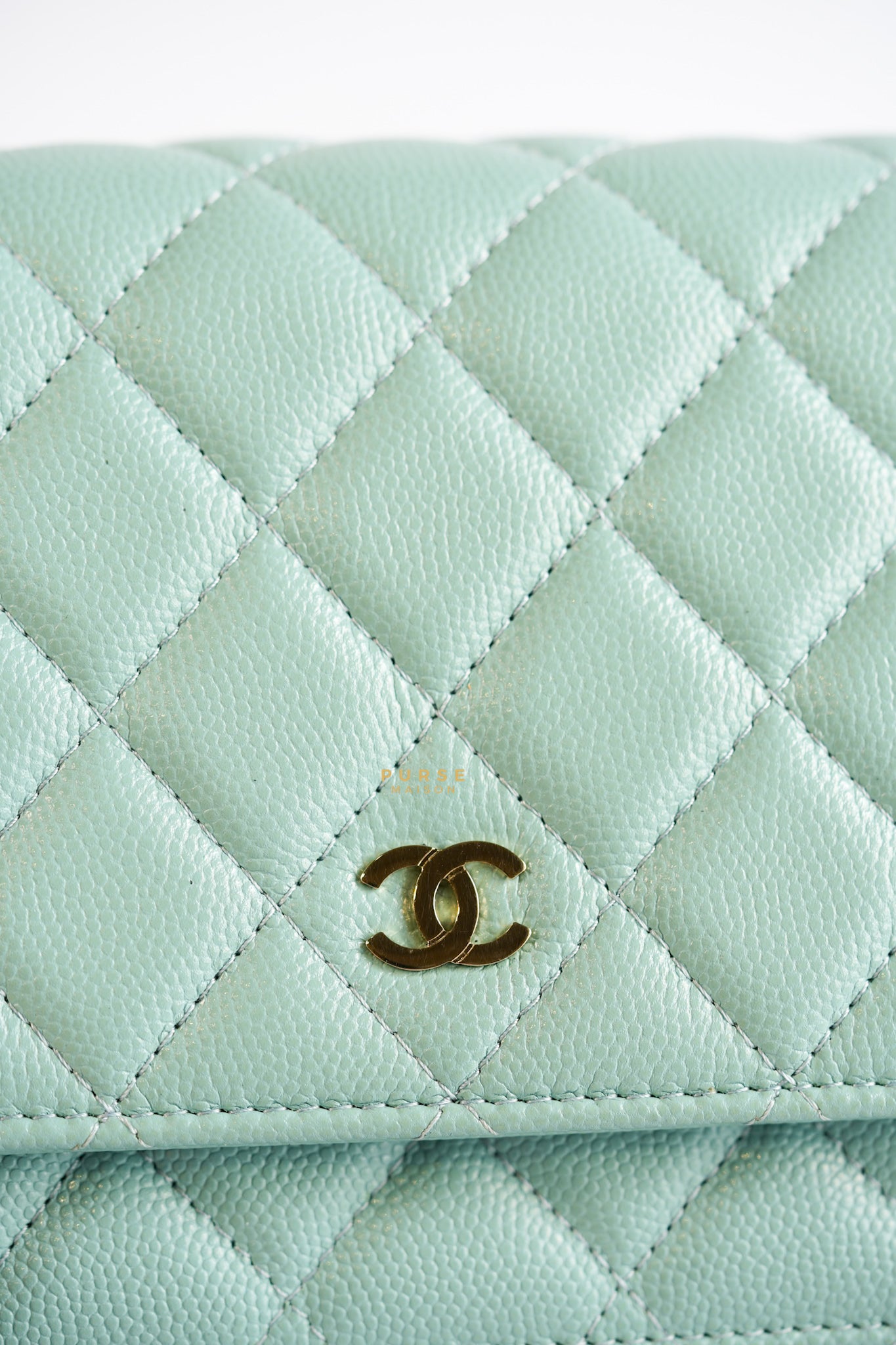 Blue Wallet on Chain (WOC) in Caviar Leather Silver Hardware Series 29 | Purse Maison Luxury Bags Shop