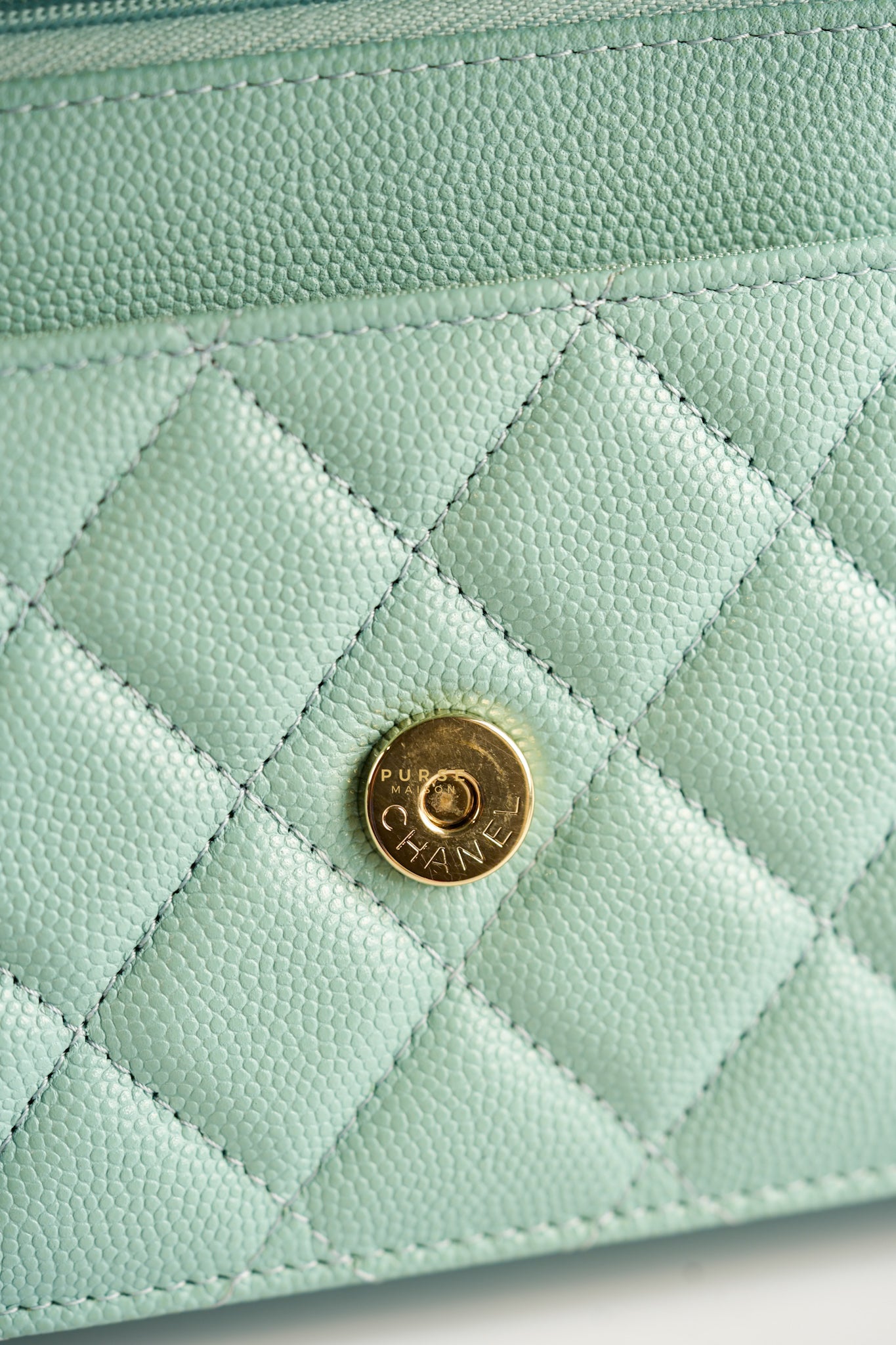 Blue Wallet on Chain (WOC) in Caviar Leather Silver Hardware Series 29 | Purse Maison Luxury Bags Shop