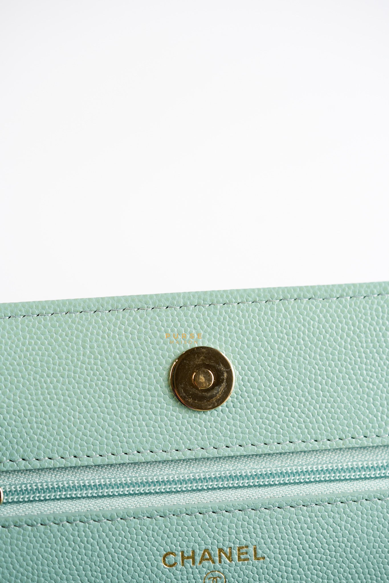 Blue Wallet on Chain (WOC) in Caviar Leather Silver Hardware Series 29 | Purse Maison Luxury Bags Shop