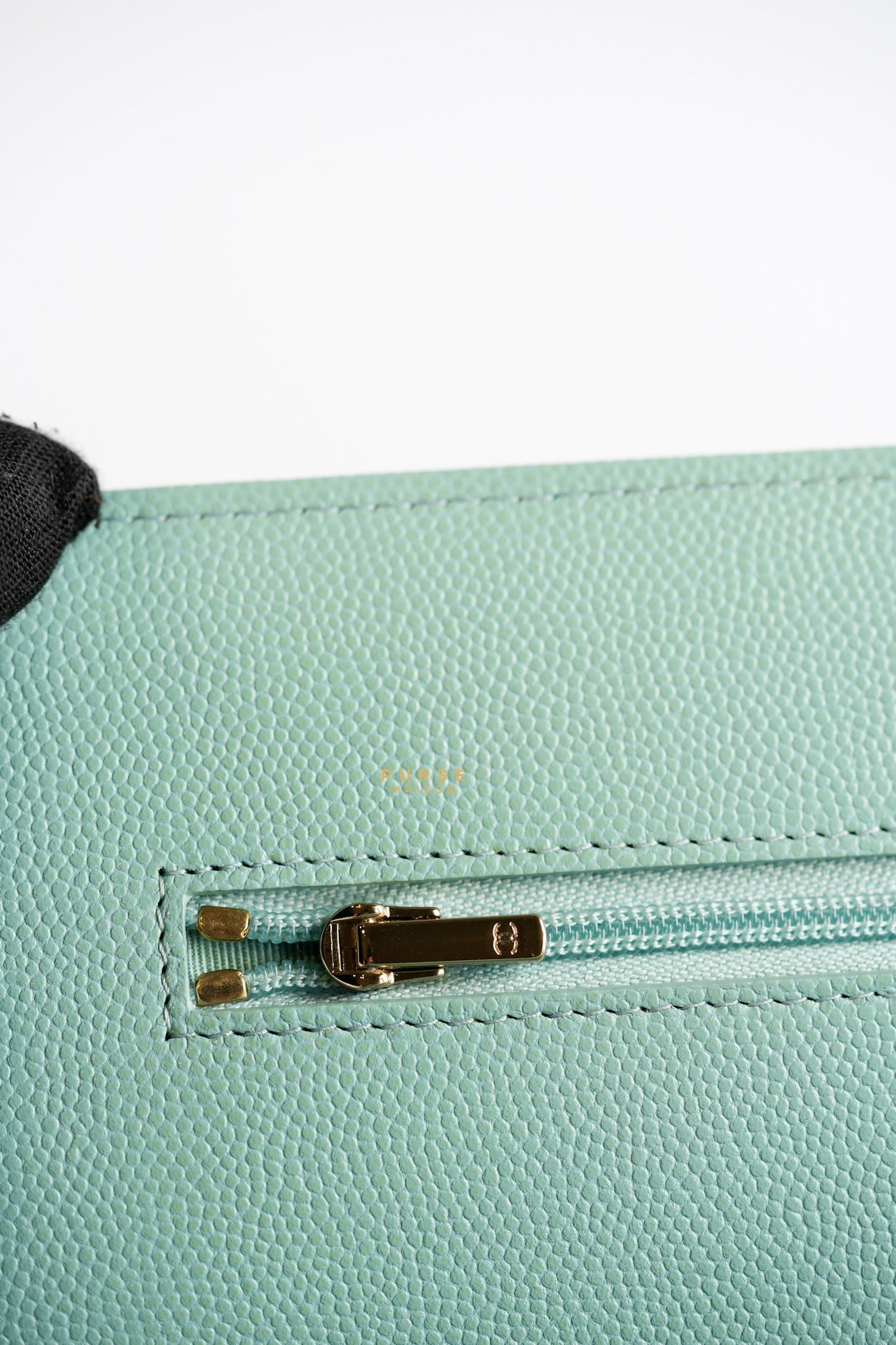 Blue Wallet on Chain (WOC) in Caviar Leather Silver Hardware Series 29 | Purse Maison Luxury Bags Shop