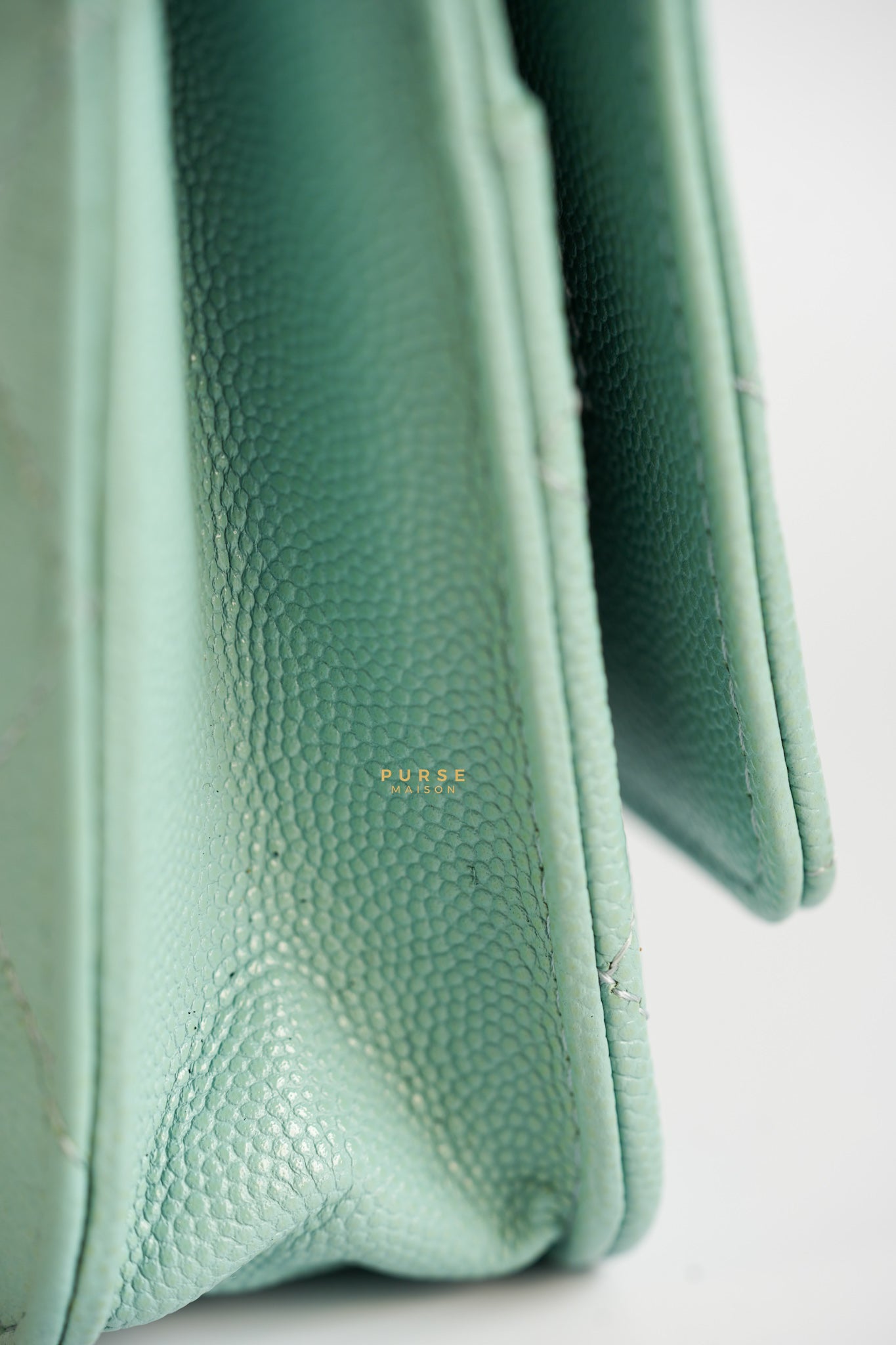 Blue Wallet on Chain (WOC) in Caviar Leather Silver Hardware Series 29 | Purse Maison Luxury Bags Shop