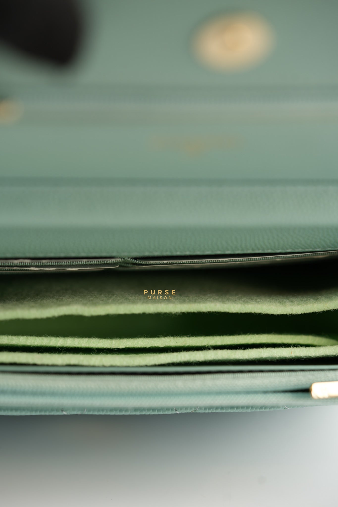 Blue Wallet on Chain (WOC) in Caviar Leather Silver Hardware Series 29 | Purse Maison Luxury Bags Shop