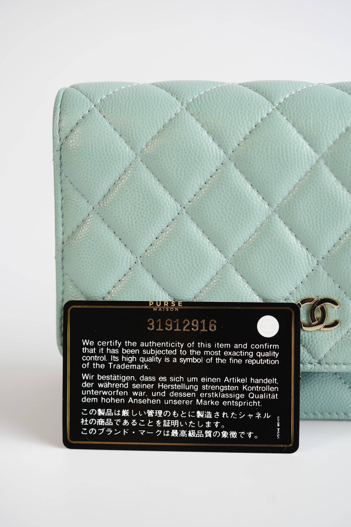 Blue Wallet on Chain (WOC) in Caviar Leather Silver Hardware Series 29 | Purse Maison Luxury Bags Shop